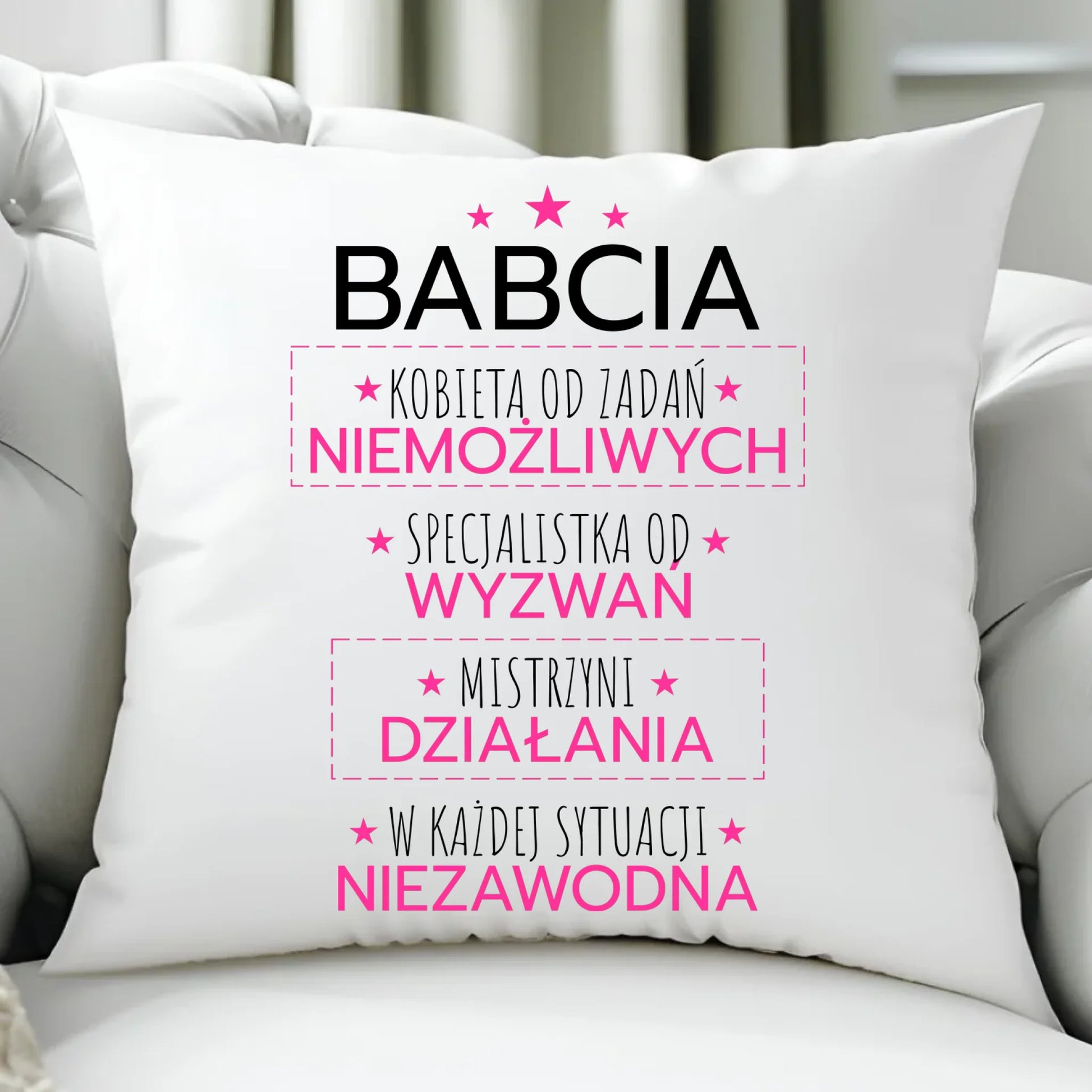 Poduszka dla babci - Babcia kobieta od zadań niemożliwych B30 - StoryCups.pl