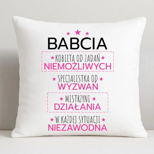 Poduszka dla babci - Babcia kobieta od zadań niemożliwych B30 - StoryCups.pl