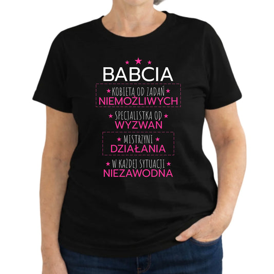 Koszulka dla babci - Babcia kobieta od zadań niemożliwych B30 - StoryCups.pl