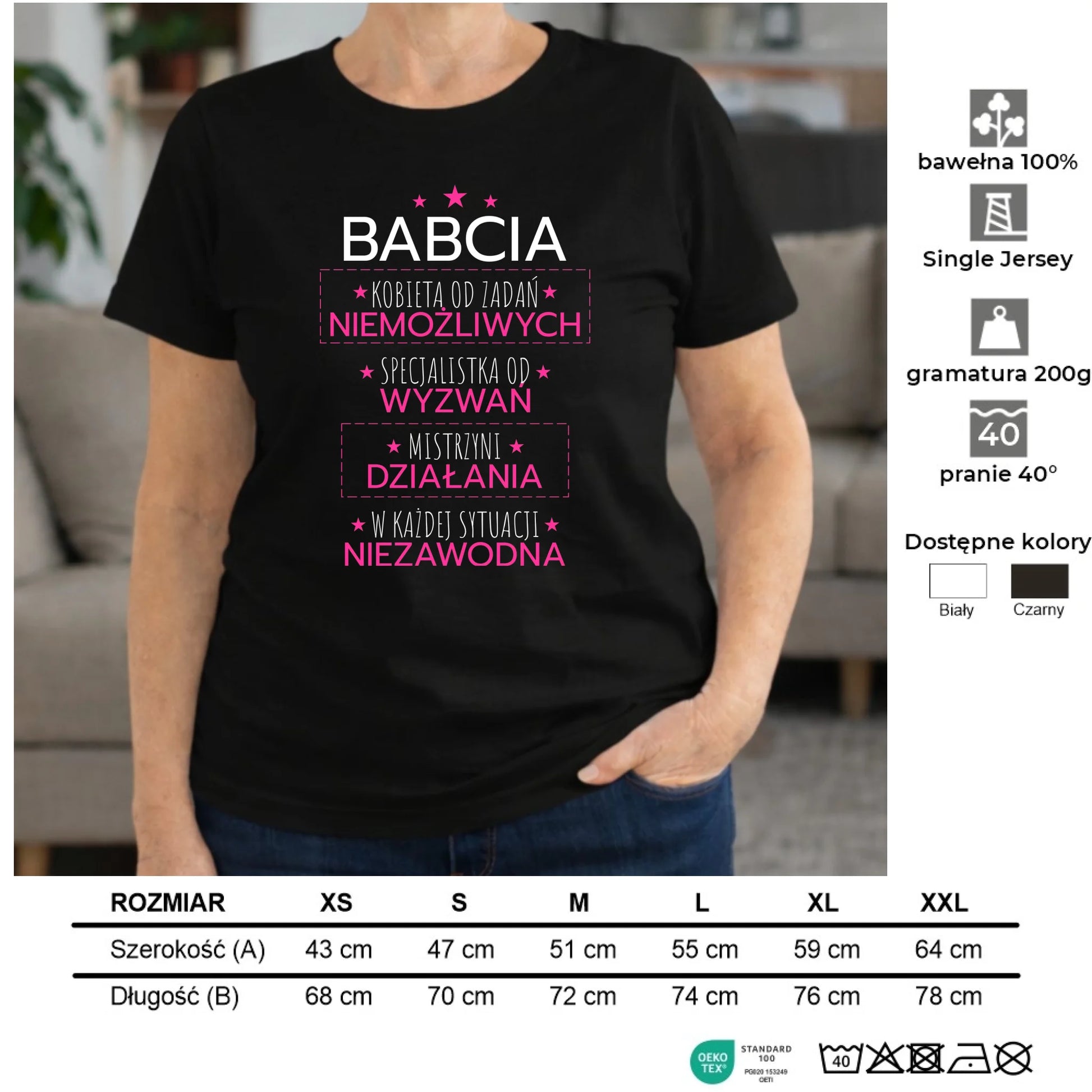 Koszulka dla babci - Babcia kobieta od zadań niemożliwych B30 - StoryCups.pl