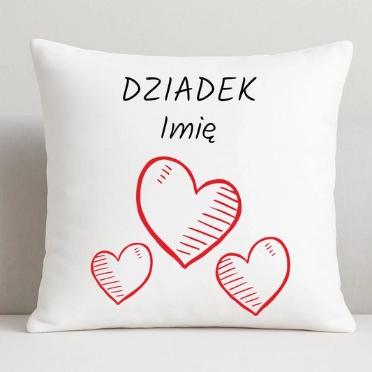 Poduszka dla dziadka - Serca - personalizowana D01 - StoryCups.pl