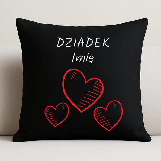 Poduszka dekoracyjna dla dziadka - Serca - personalizowana D01 - StoryCups.pl