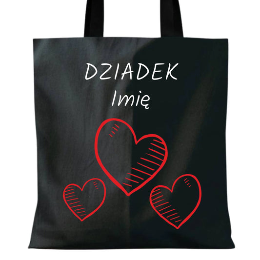 Torba dla dziadka - Serca - personalizowana D01 - StoryCups.pl