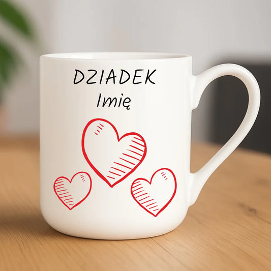 Kubek elegant dla dziadka - Serca - personalizowany D01 - StoryCups.pl