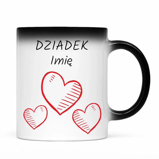 Kubek magiczny dla dziadka - Serca - personalizowany D01 - StoryCups.pl