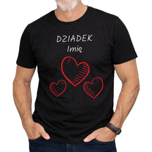 Koszulka dla dziadka - Serca - personalizowana D01 - StoryCups.pl