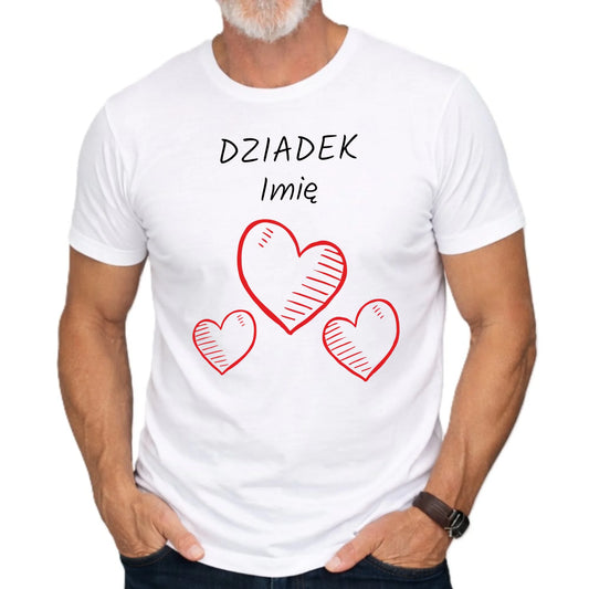 Koszulka dla dziadka - Serca - personalizowana D01 - StoryCups.pl