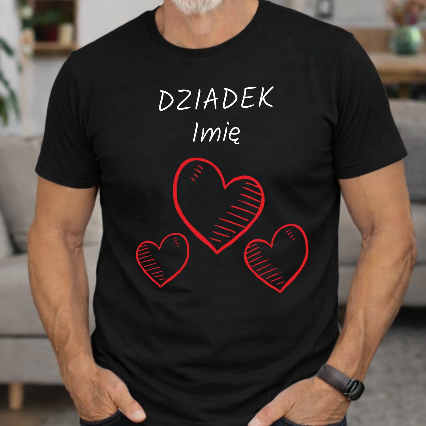 Koszulka dla dziadka - Serca - personalizowana D01 - StoryCups.pl