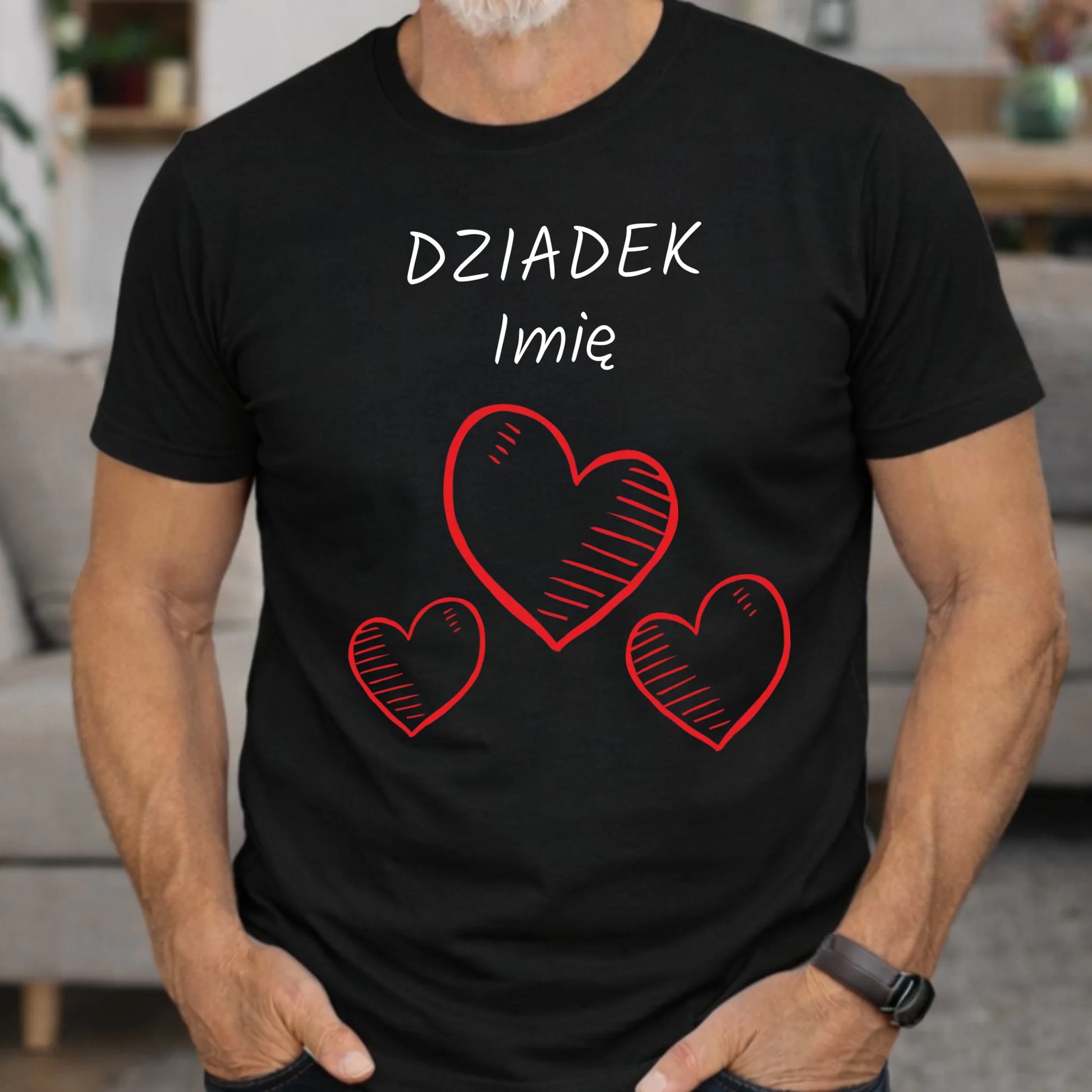 Koszulka dla dziadka - Serca - personalizowana D01 - StoryCups.pl