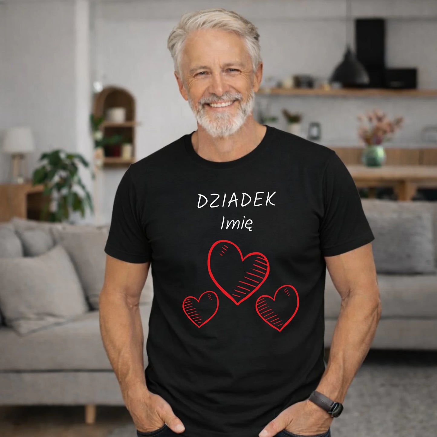 Koszulka dla dziadka - Serca - personalizowana D01 - StoryCups.pl