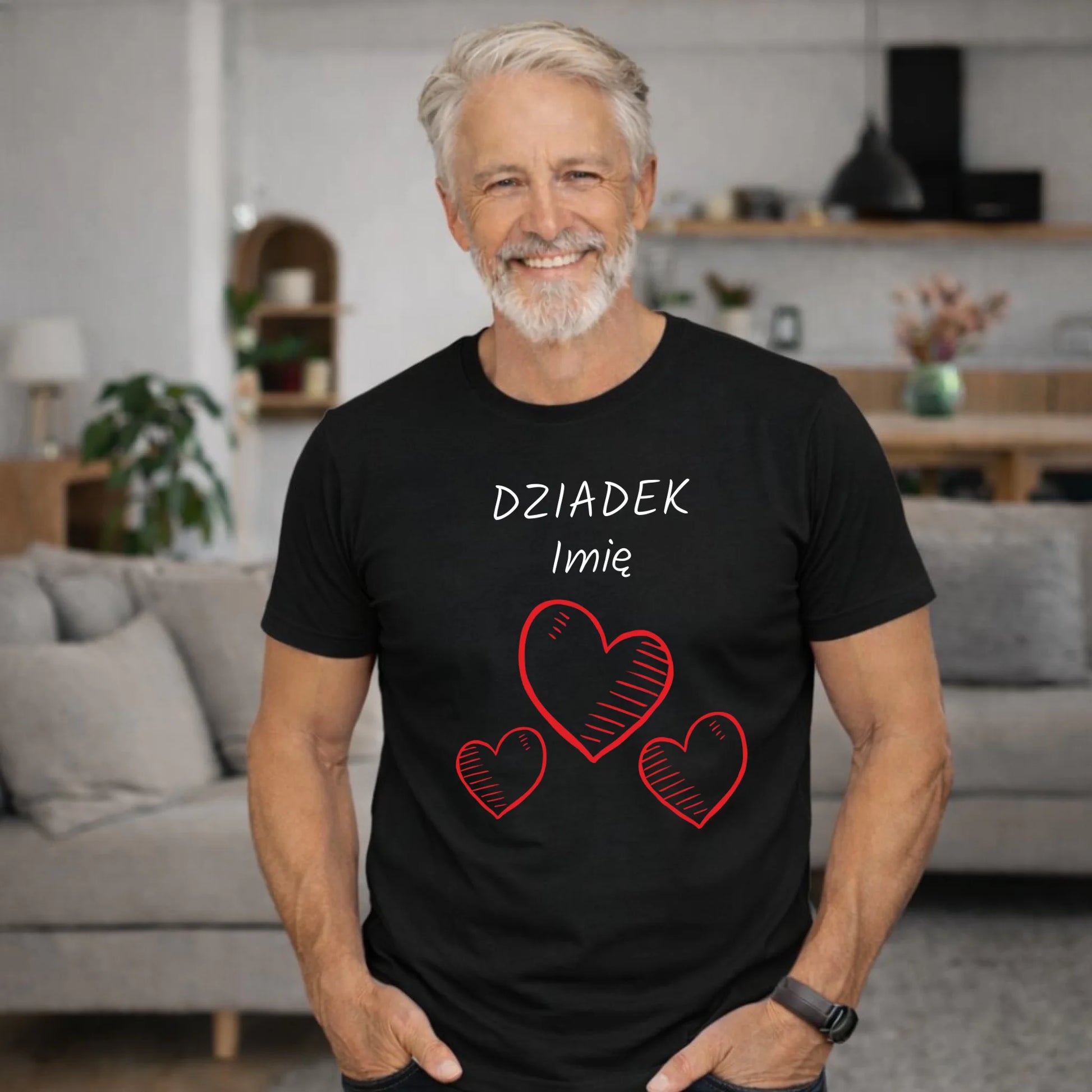 Koszulka dla dziadka - Serca - personalizowana D01 - StoryCups.pl