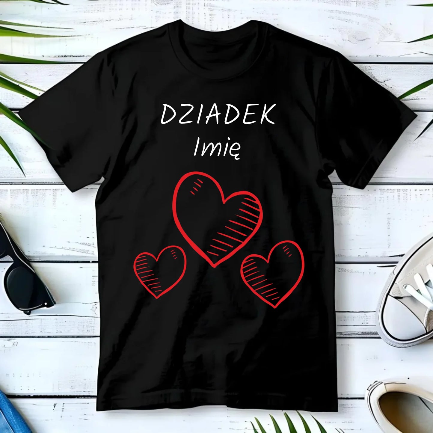 Koszulka dla dziadka - Serca - personalizowana D01 - StoryCups.pl