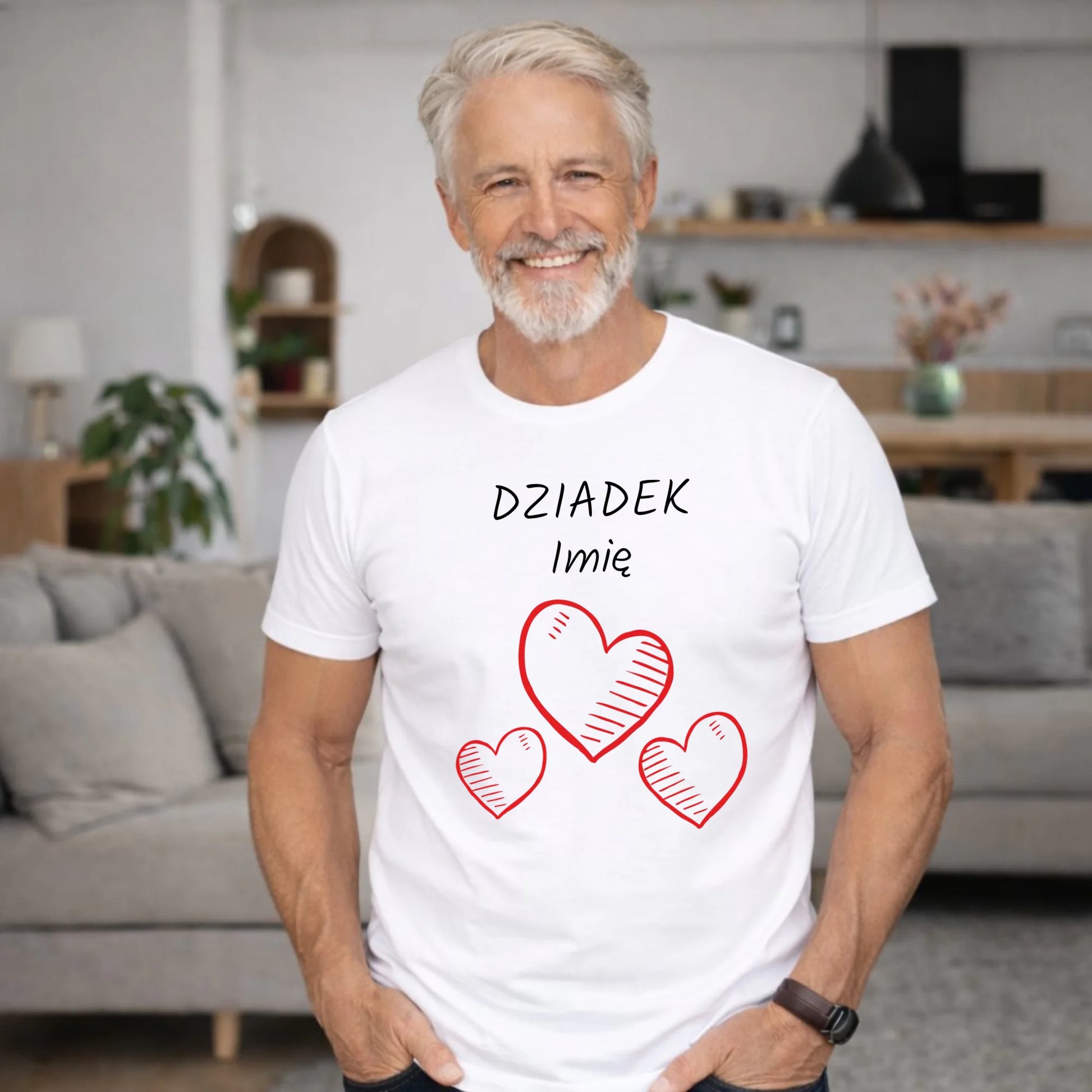 Koszulka dla dziadka - Serca - personalizowana D01 - StoryCups.pl
