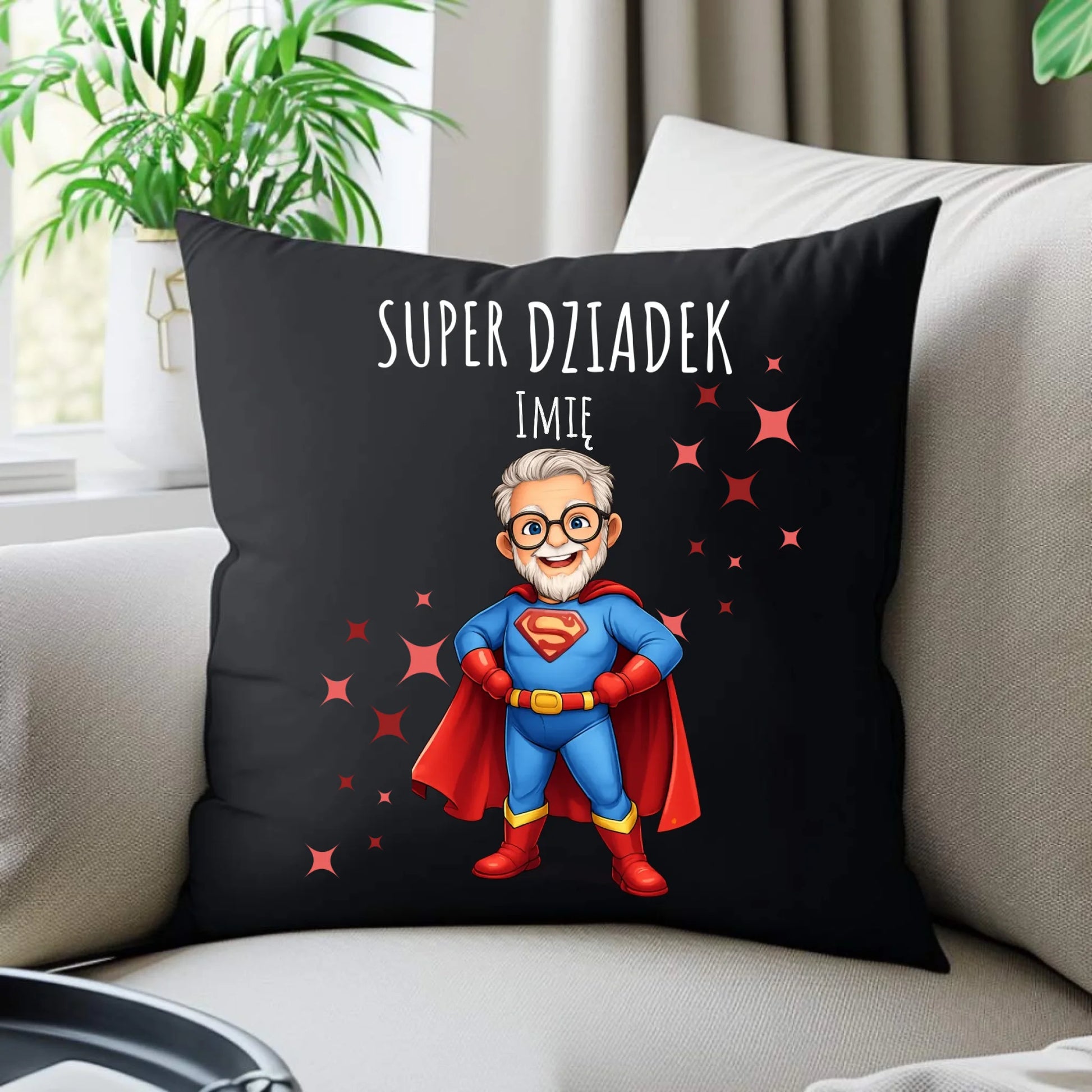 Poduszka dekoracyjna dla dziadka - Super Dziadek - personalizowana D02 - StoryCups.pl