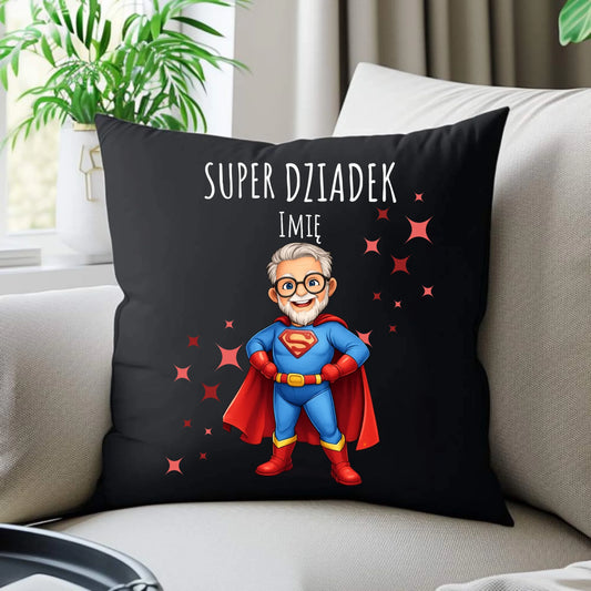 Poduszka dekoracyjna dla dziadka - Super Dziadek - personalizowana D02 - StoryCups.pl