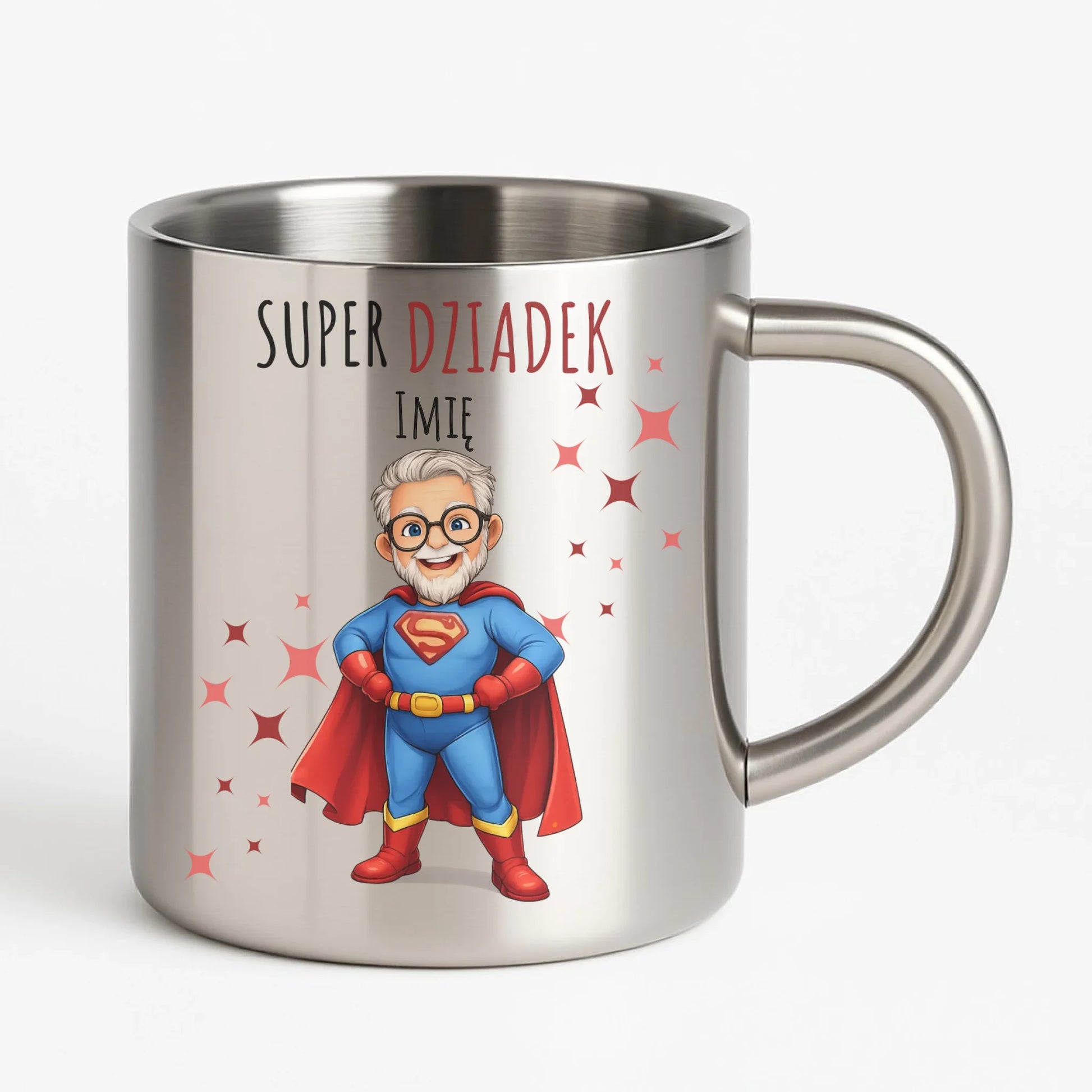 Kubek metalowy dla dziadka - Super Dziadek - personalizowany D02 - StoryCups.pl