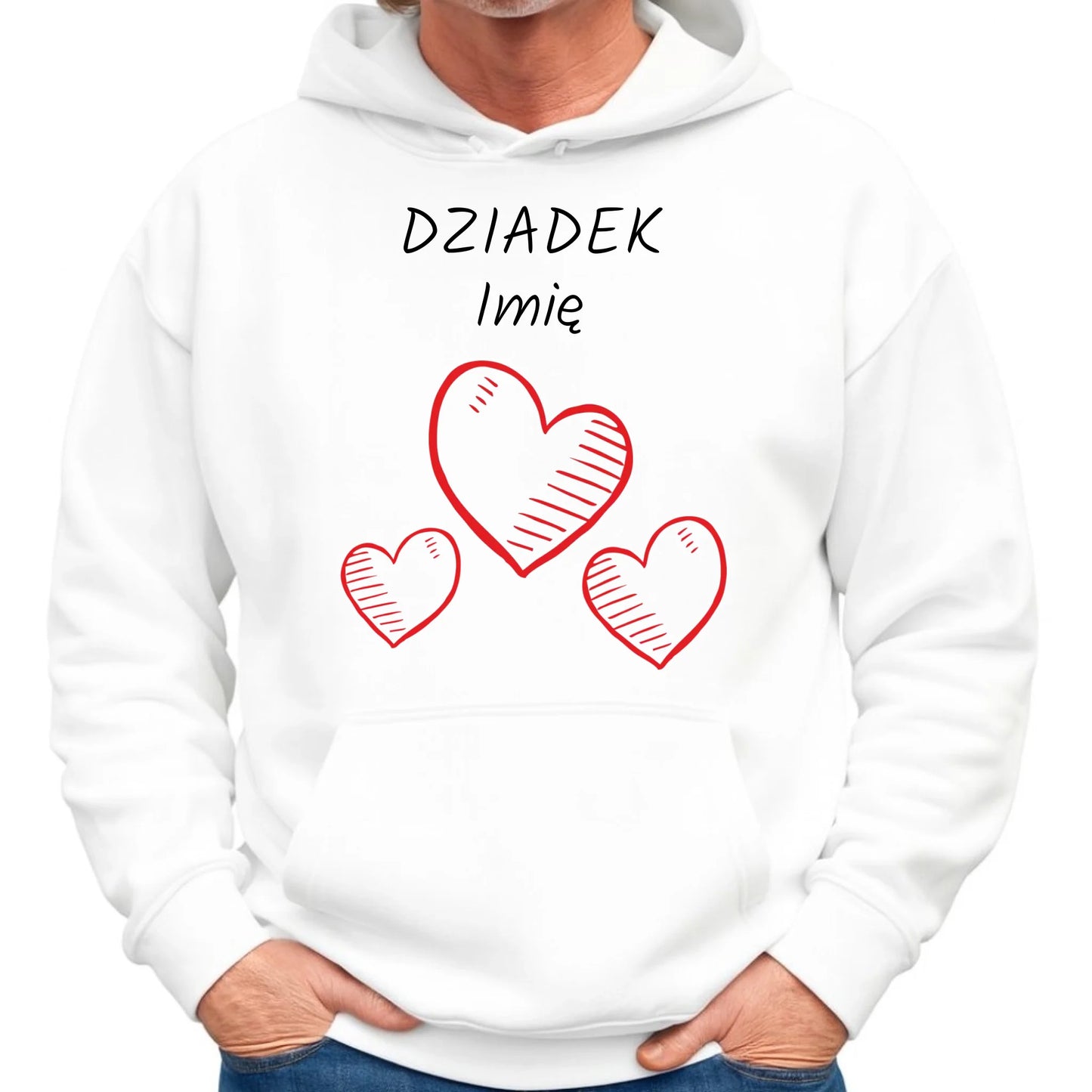 Bluza z kapturem dla dziadka - Serca - personalizowana D01 - StoryCups.pl