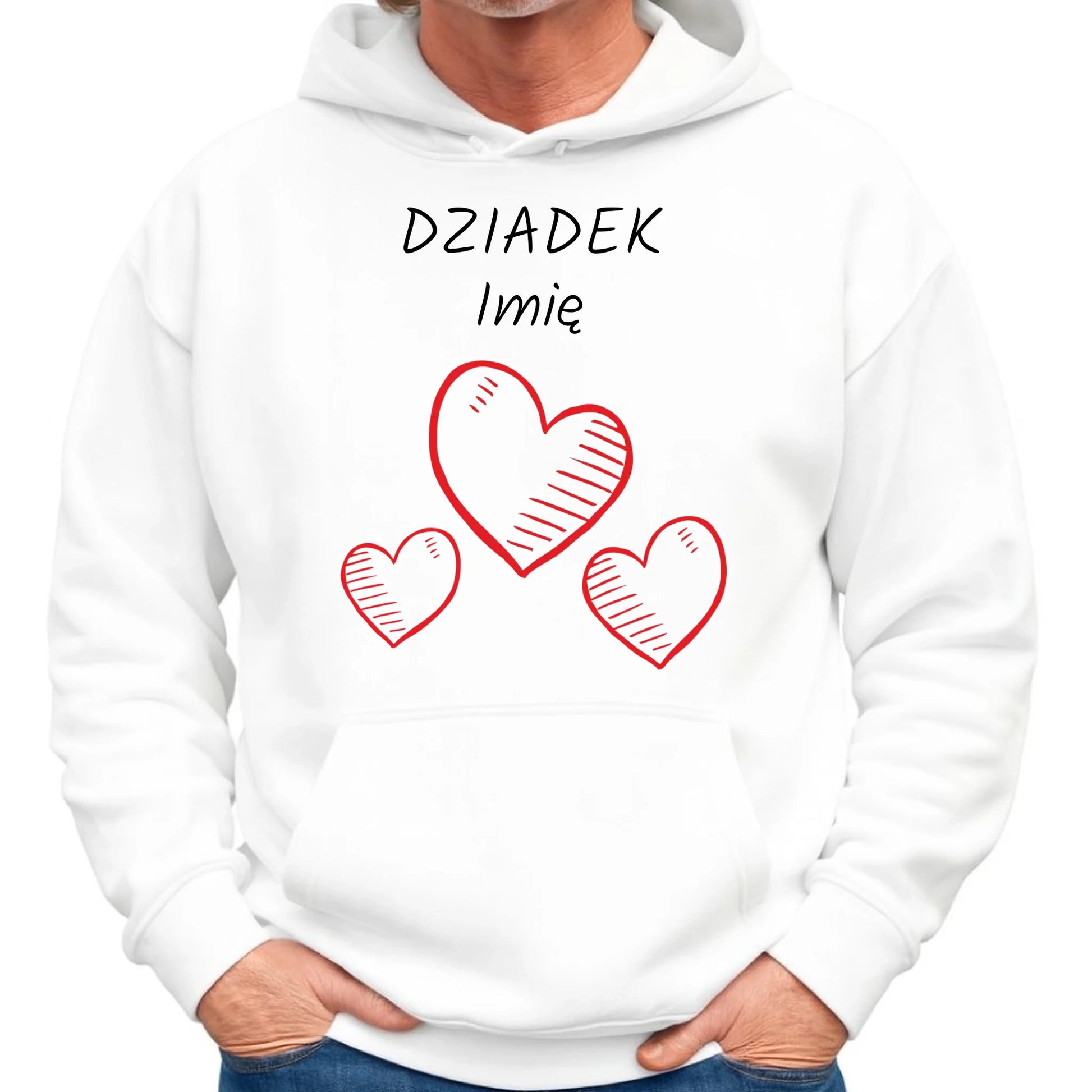 Bluza z kapturem dla dziadka - Serca - personalizowana D01 - StoryCups.pl