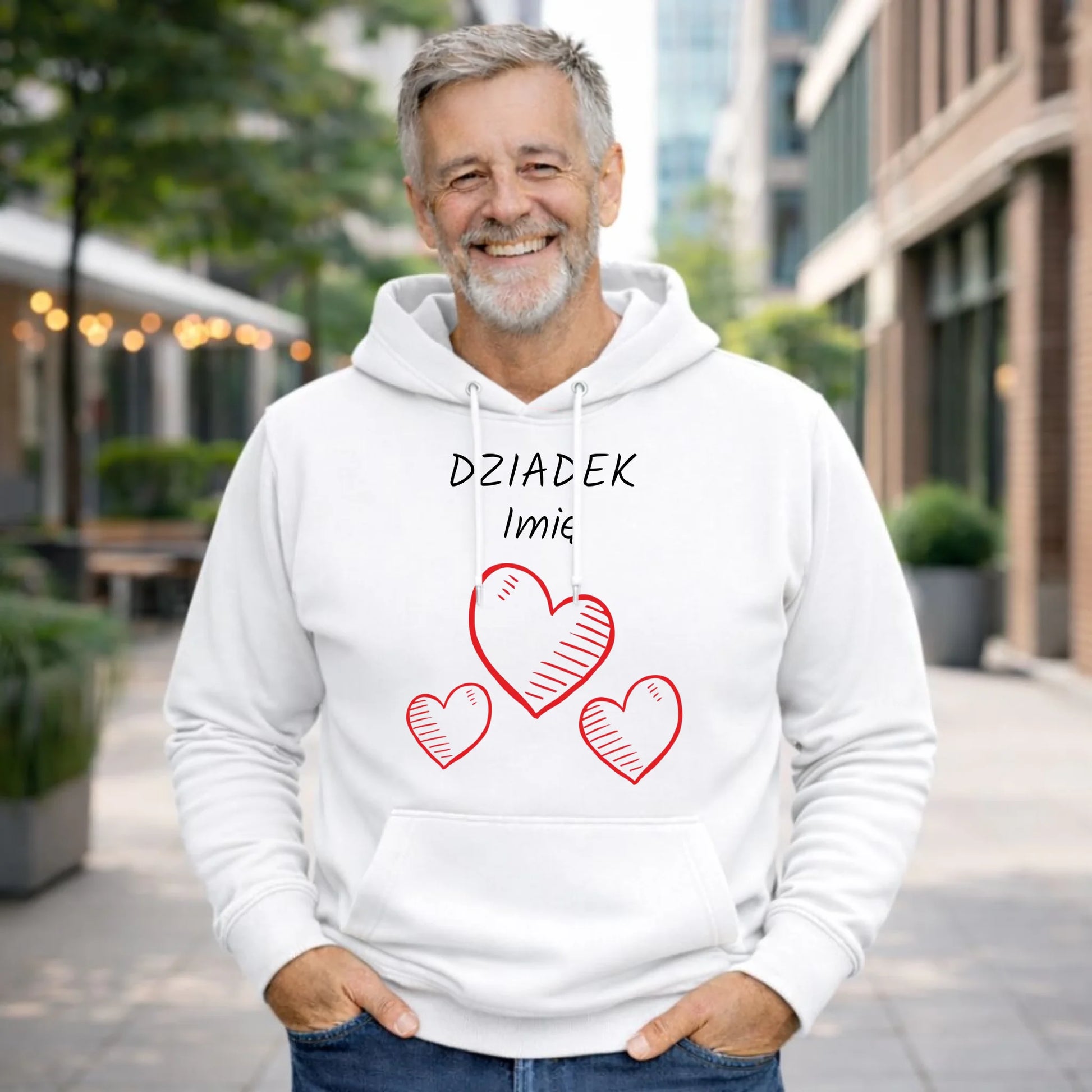 Bluza z kapturem dla dziadka - Serca - personalizowana D01 - StoryCups.pl