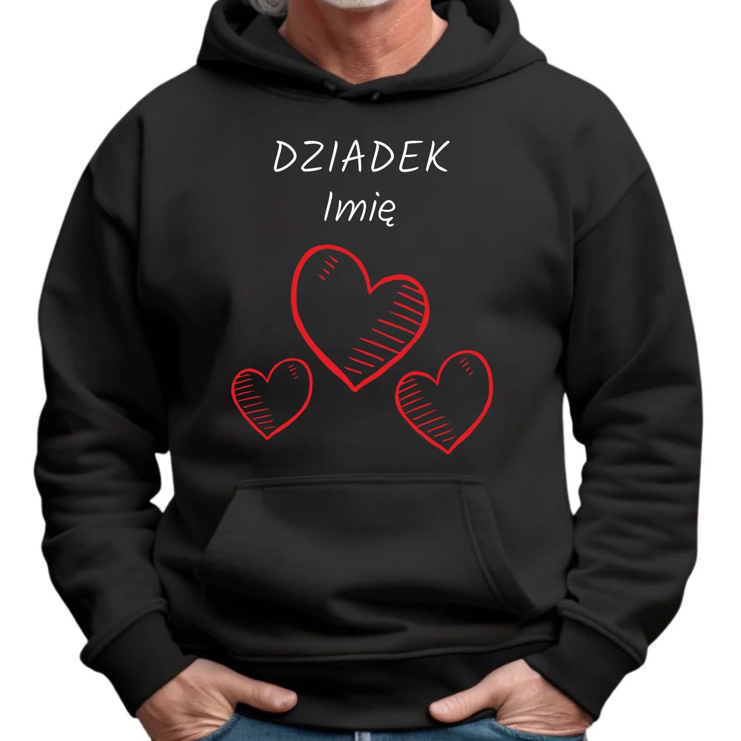 Bluza z kapturem dla dziadka - Serca - personalizowana D01 - StoryCups.pl
