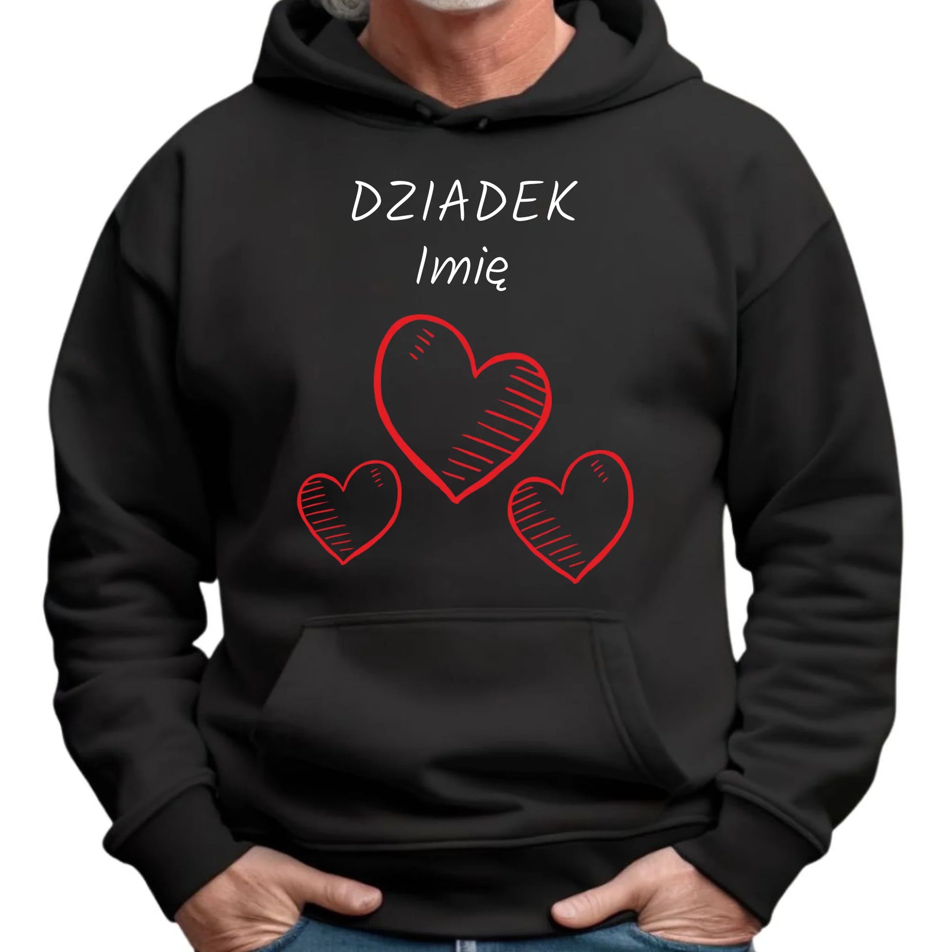 Bluza z kapturem dla dziadka - Serca - personalizowana D01 - StoryCups.pl