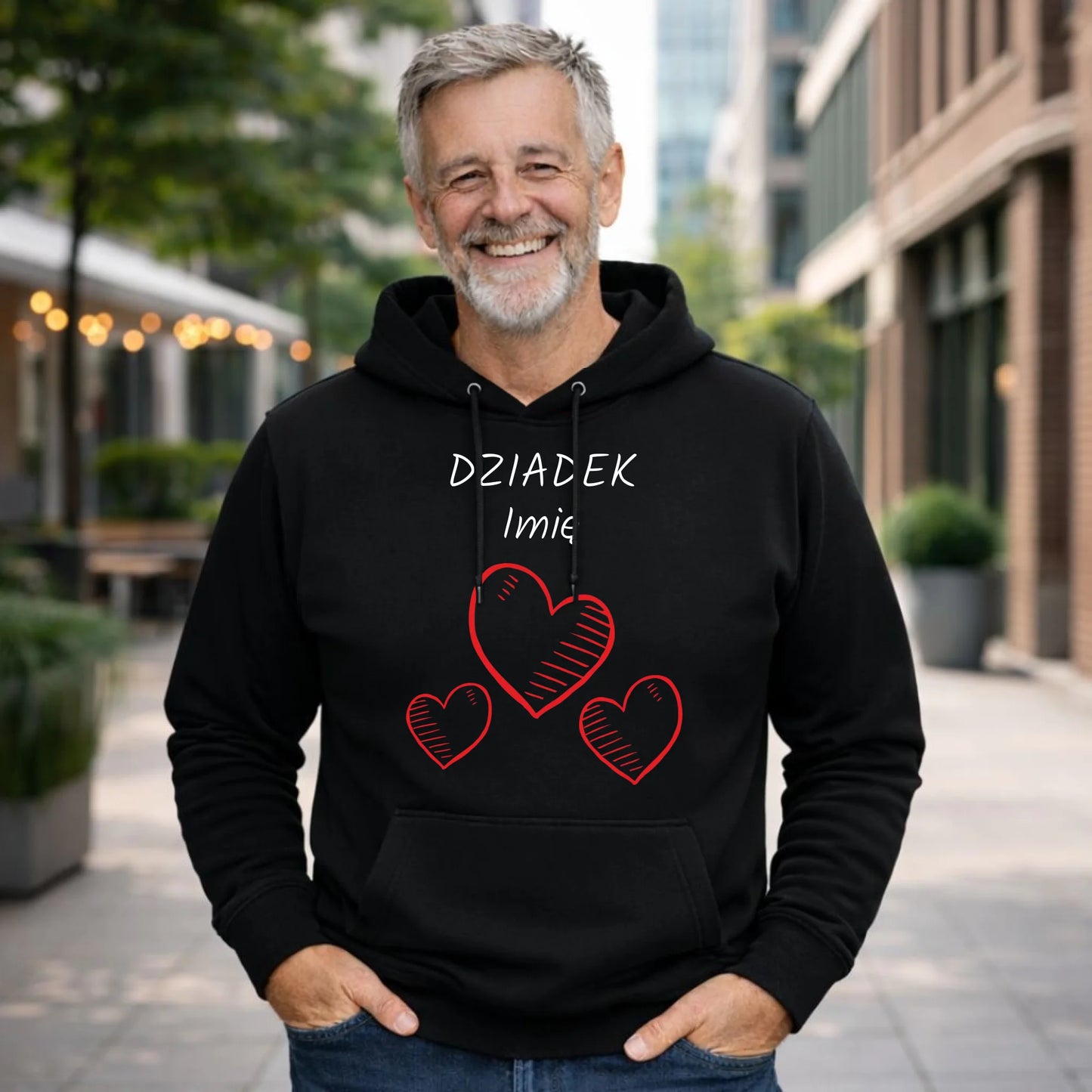 Bluza z kapturem dla dziadka - Serca - personalizowana D01 - StoryCups.pl