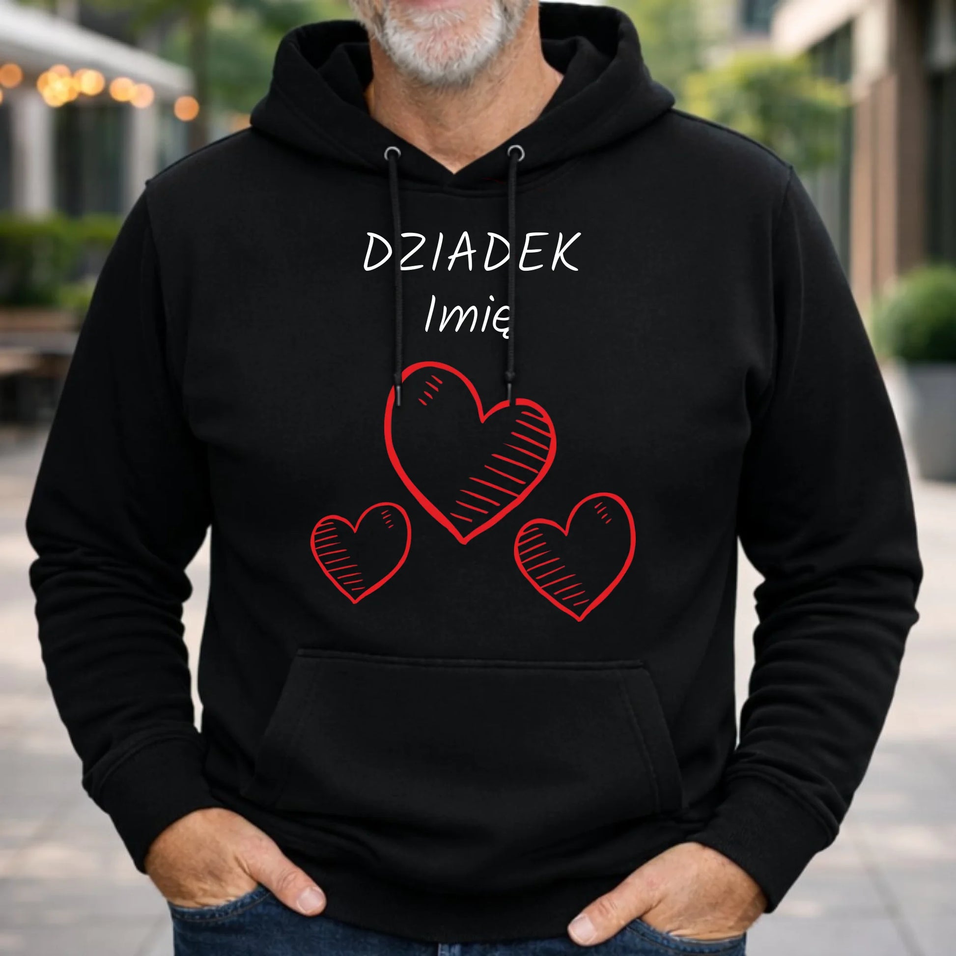 Bluza z kapturem dla dziadka - Serca - personalizowana D01 - StoryCups.pl