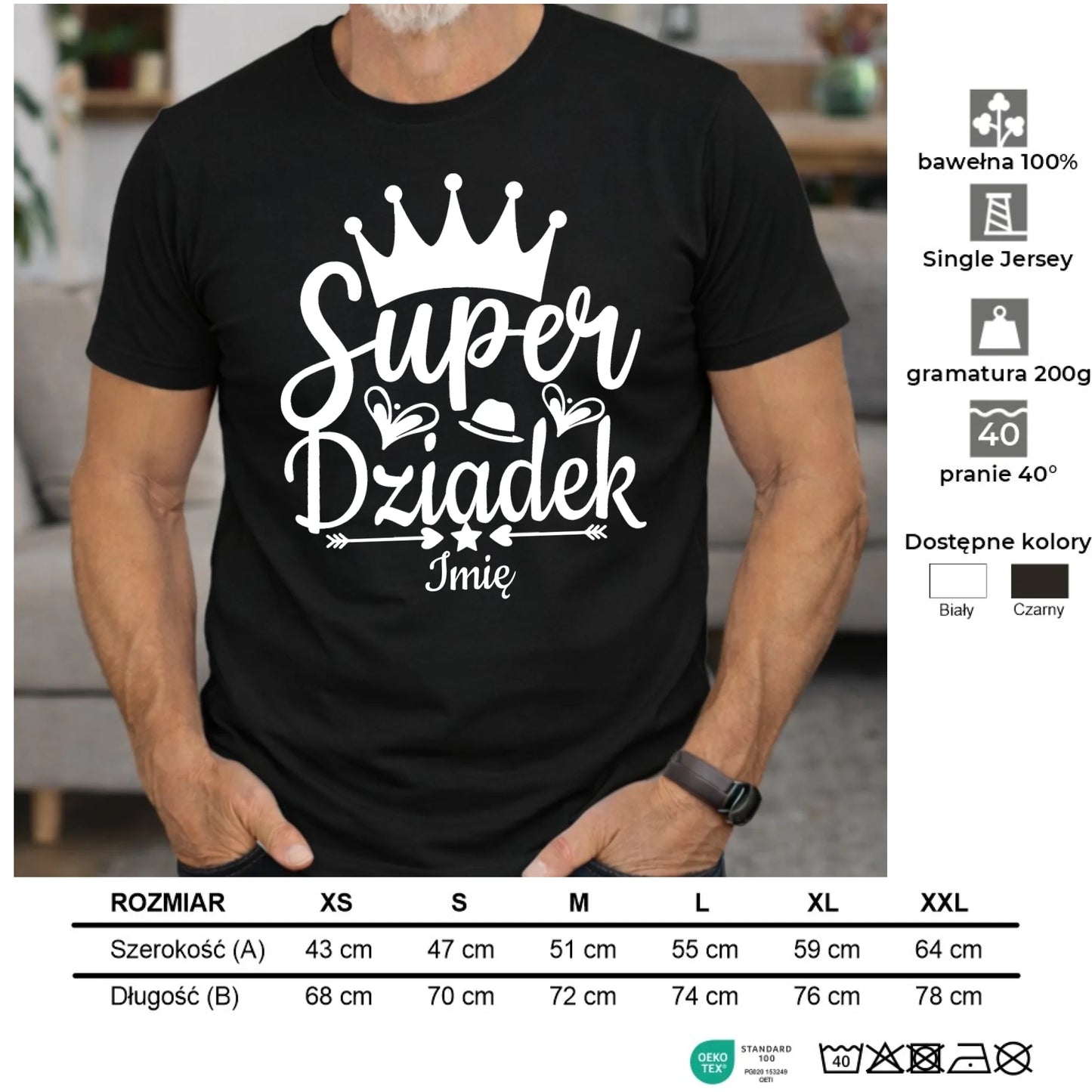 Koszulka dla dziadka - Super Dziadek - personalizowana D03 - StoryCups.pl