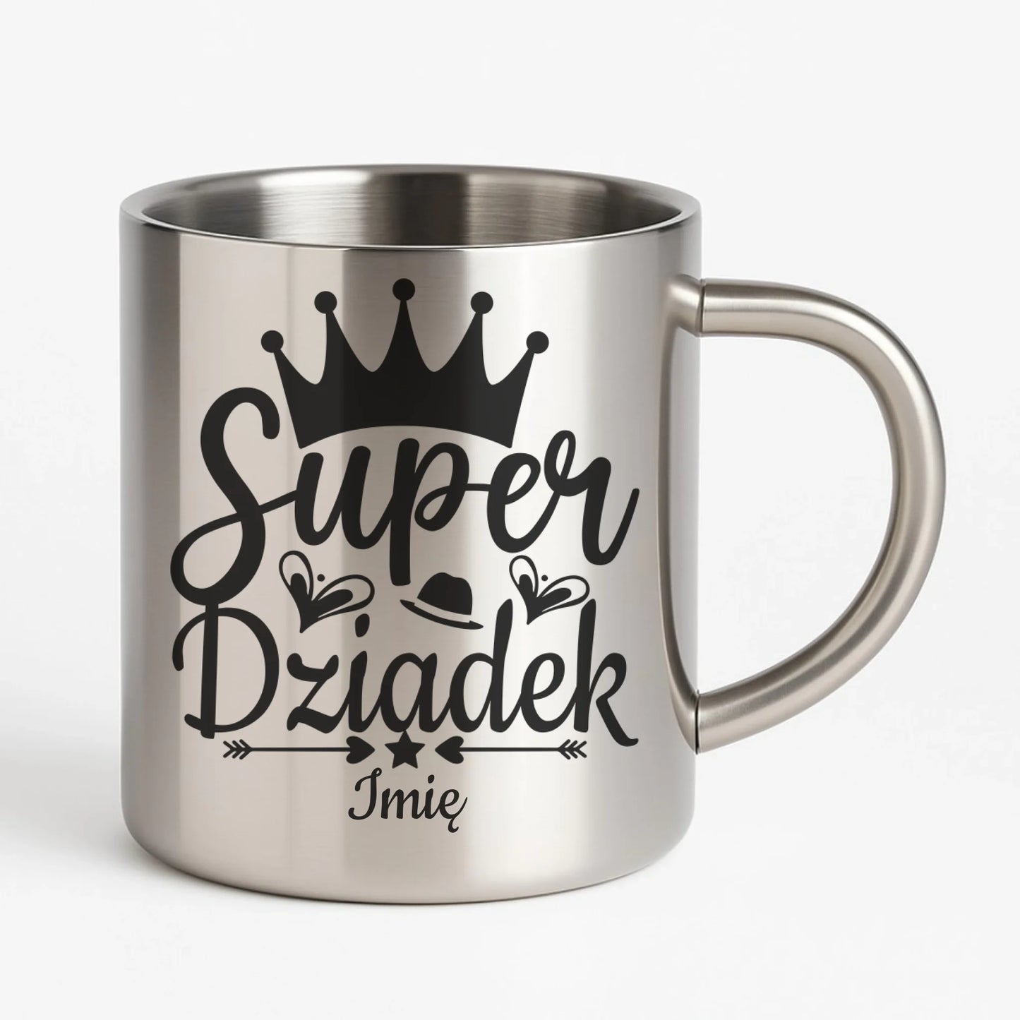 Kubek metalowy dla dziadka - Super Dziadek - personalizowany D03 - StoryCups.pl