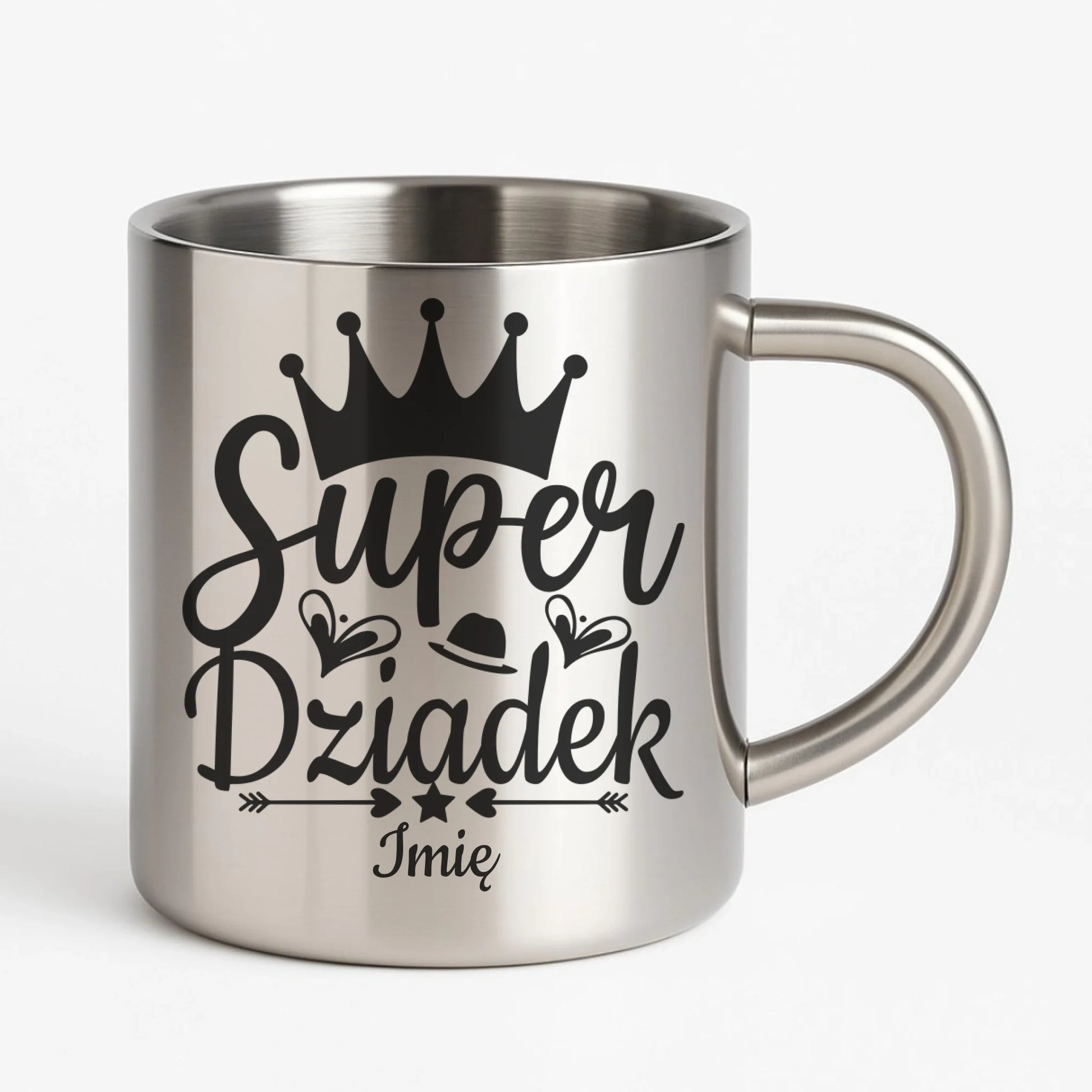Kubek metalowy dla dziadka - Super Dziadek - personalizowany D03 - StoryCups.pl