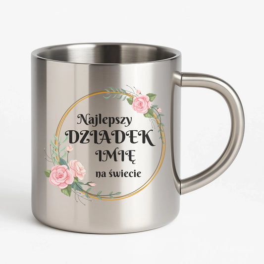 Kubek metalowy dla dziadka - Najlepszy dziadek na Świecie - personalizowany D04 - StoryCups.pl