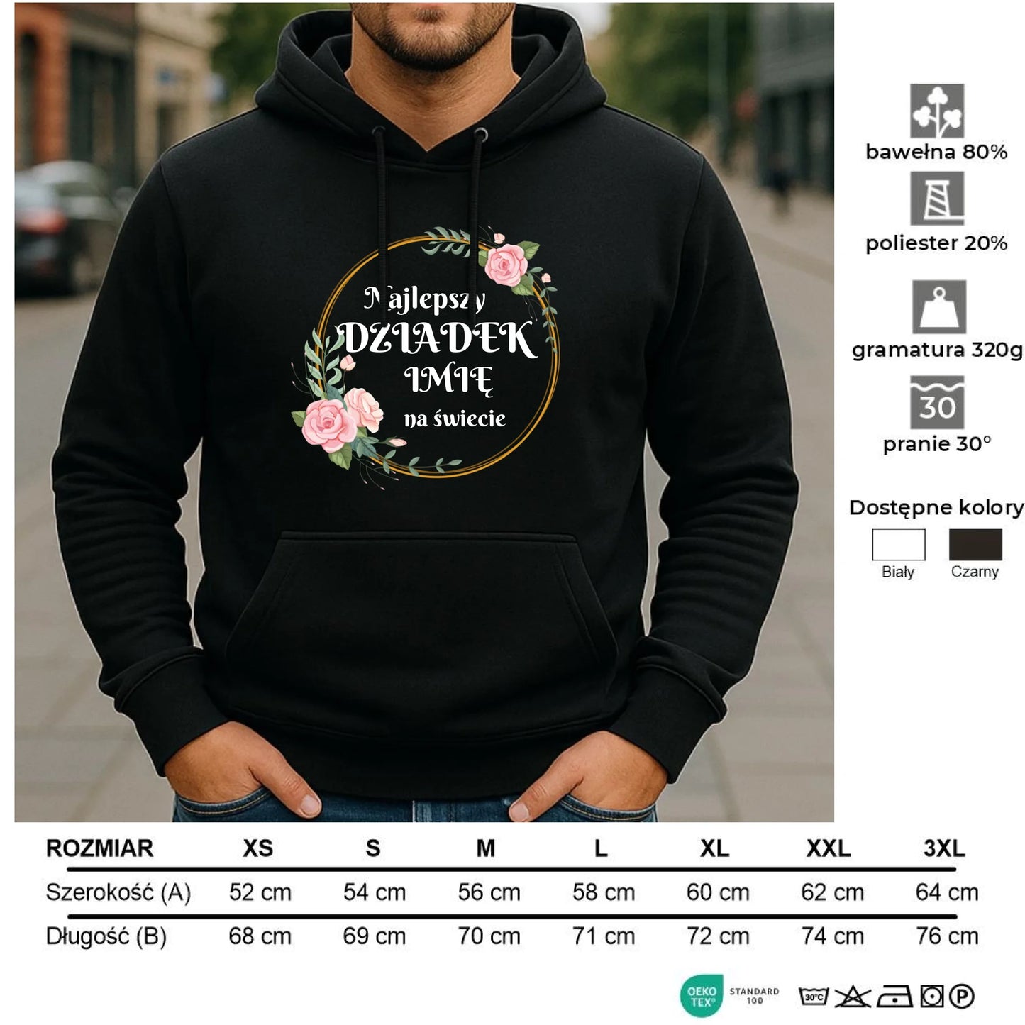 Bluza z kapturem - Najlepszy dziadek na Świecie - personalizowana D04 - StoryCups.pl