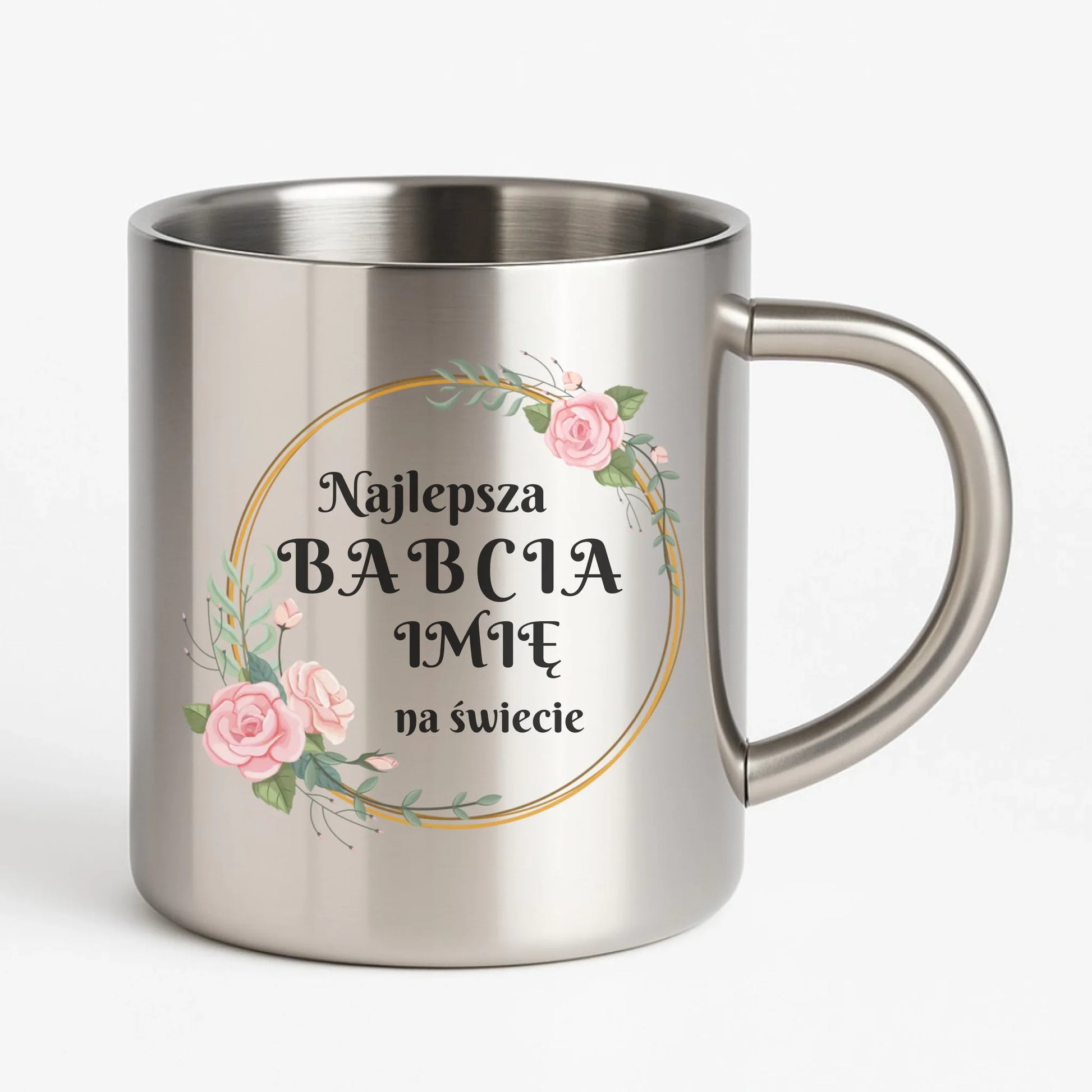 Kubek metalowy dla babci - Najlepsza babcia na Świecie - personalizowany B04 - StoryCups.pl