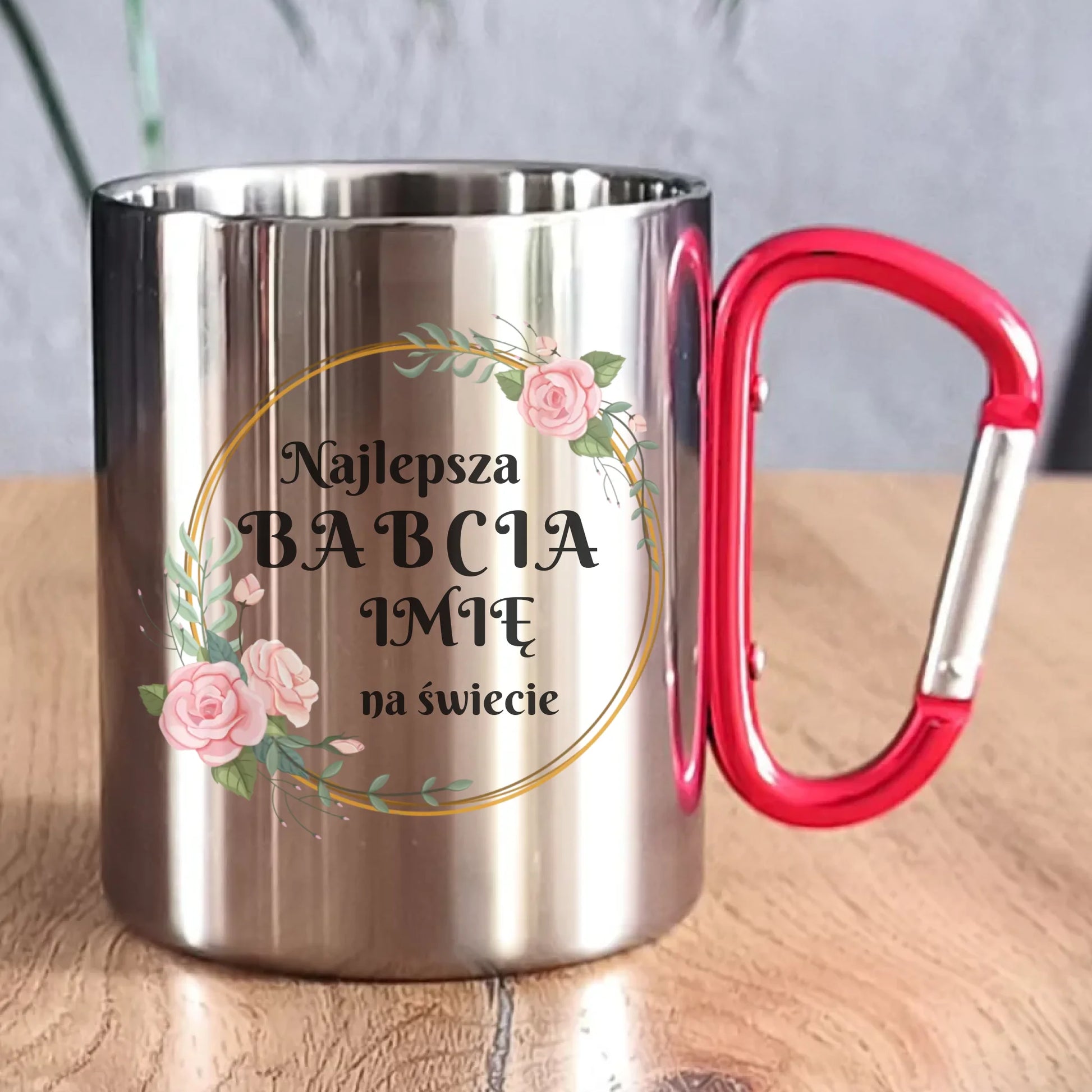 Kubek metalowy dla babci - Najlepsza babcia na Świecie - personalizowany B04 - StoryCups.pl