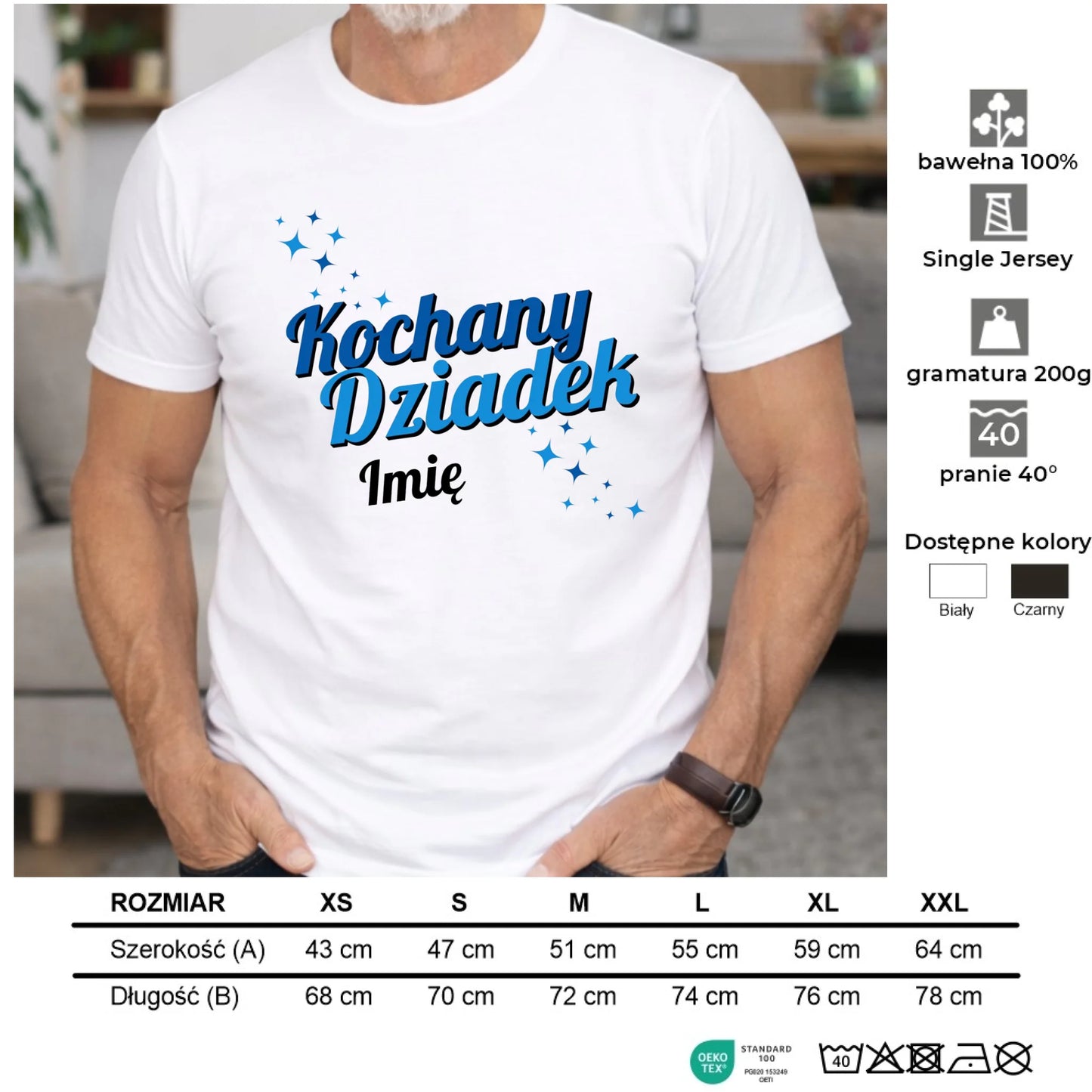 Koszulka dla dziadka - Kochany Dziadek - personalizowana D05 - StoryCups.pl