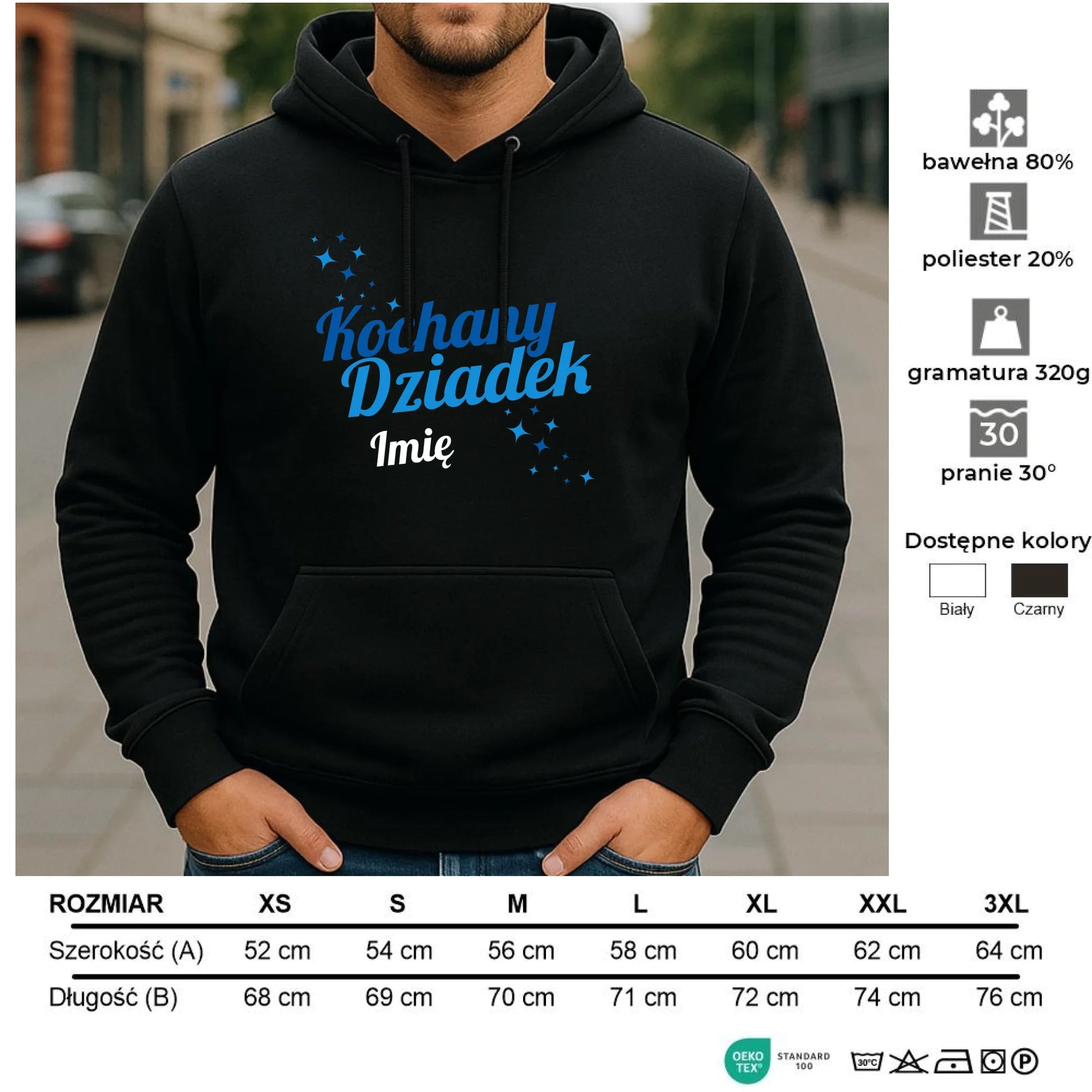 Bluza z kapturem dla dziadka - Kochany Dziadek - personalizowana D05 - StoryCups.pl