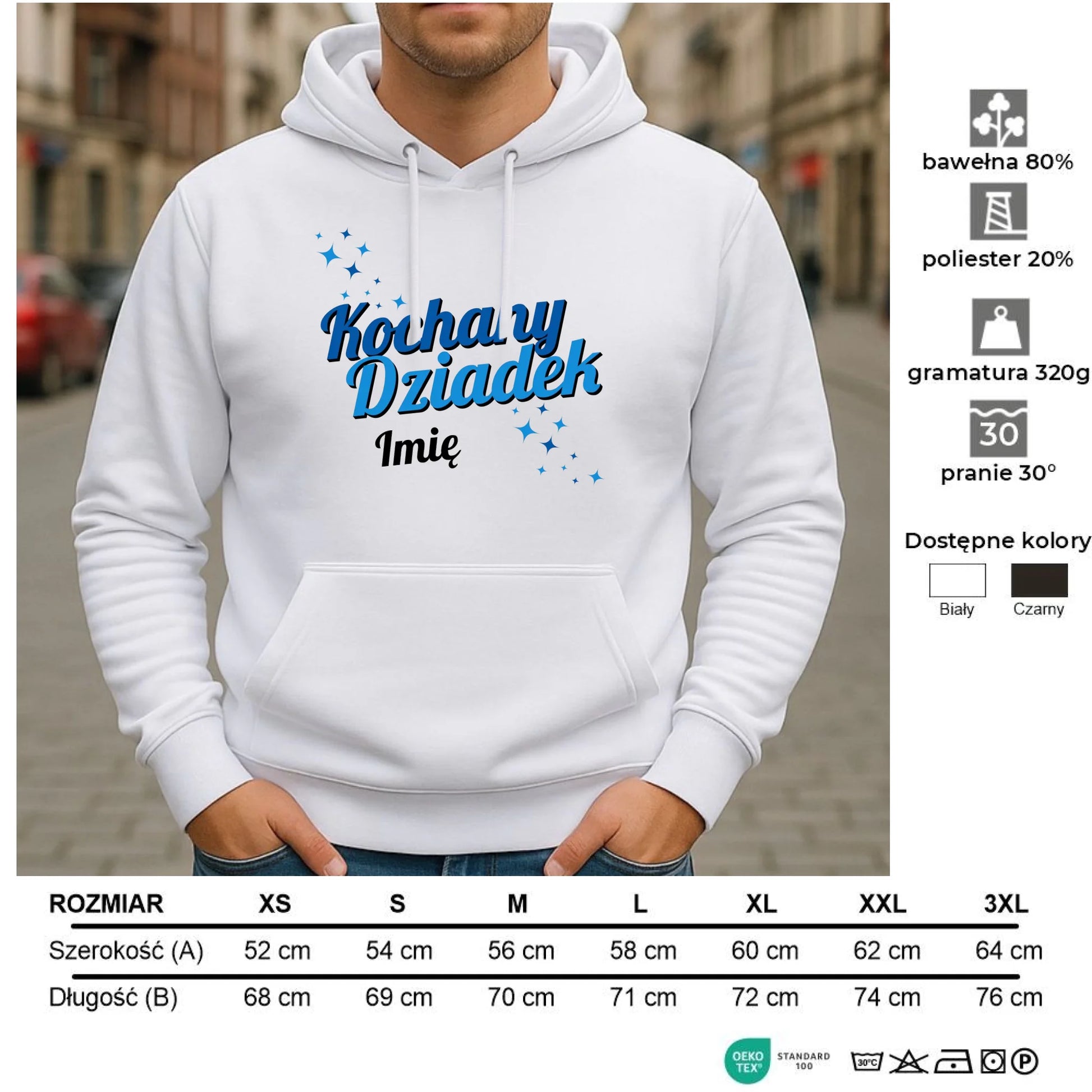 Bluza z kapturem dla dziadka - Kochany Dziadek - personalizowana D05 - StoryCups.pl