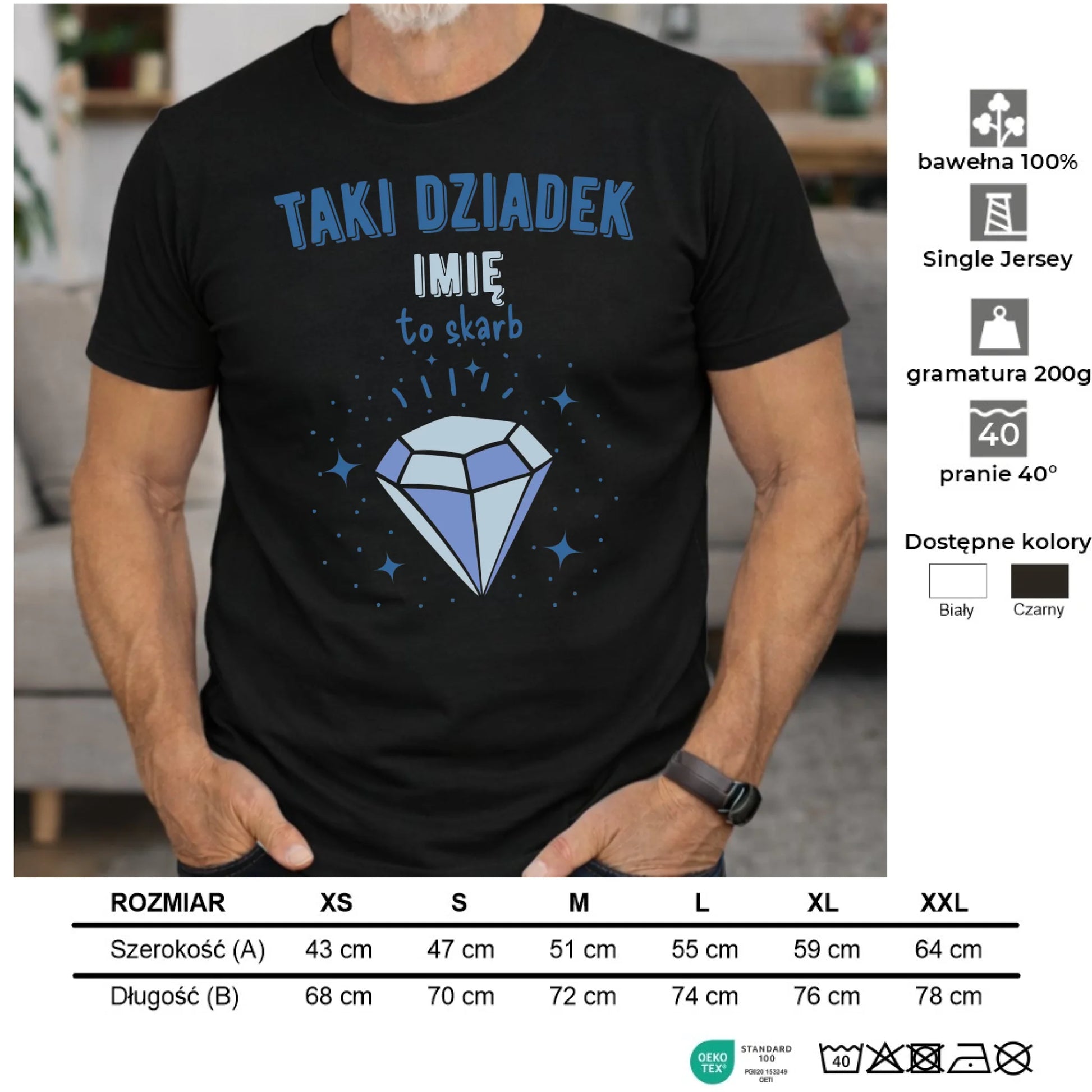 Koszulka dla dziadka - Taki Dziadek to skarb - personalizowana D06 - StoryCups.pl