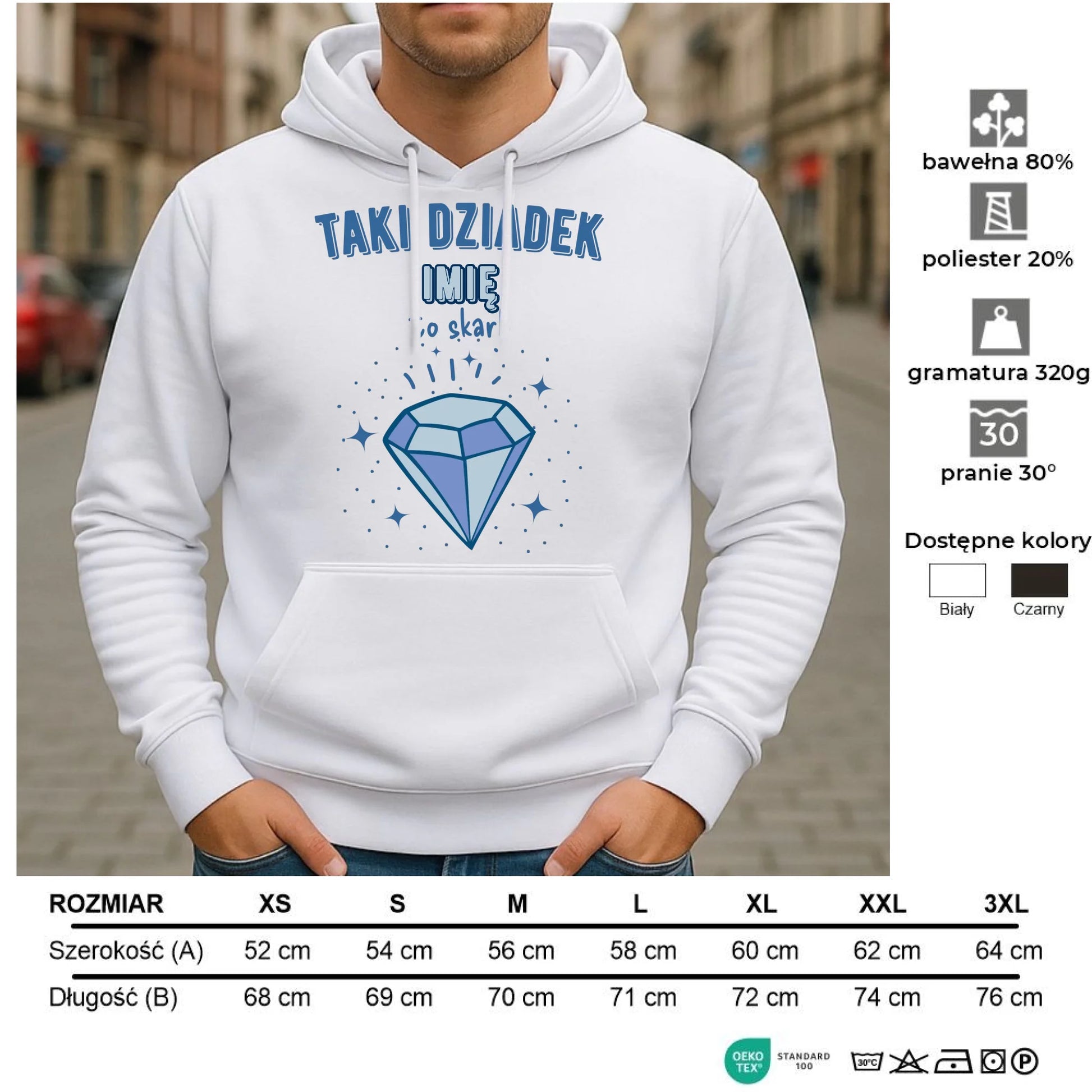 Bluza z kapturem dla dziadka - Taki Dziadek to skarb - personalizowana D06 - StoryCups.pl