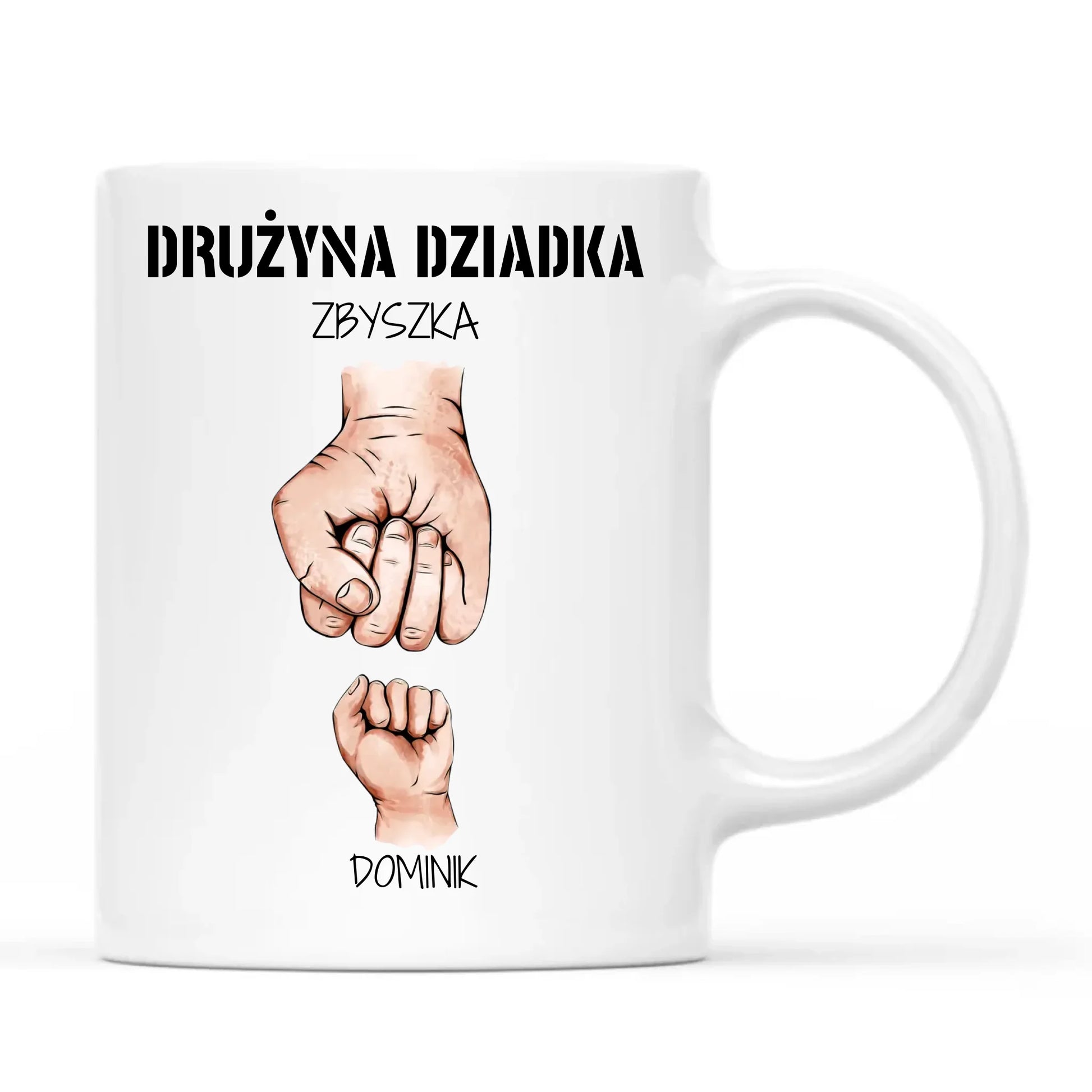 Kubek dla dziadka - Drużyna dziadka 1-6 imion wnuków - personalizowany D07 - StoryCups.pl