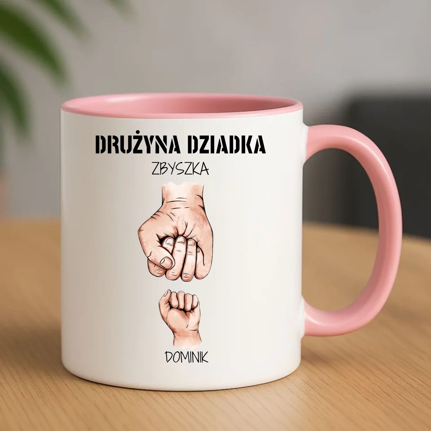 Kubek dla dziadka - Drużyna dziadka 1-6 imion wnuków - personalizowany D07 - StoryCups.pl
