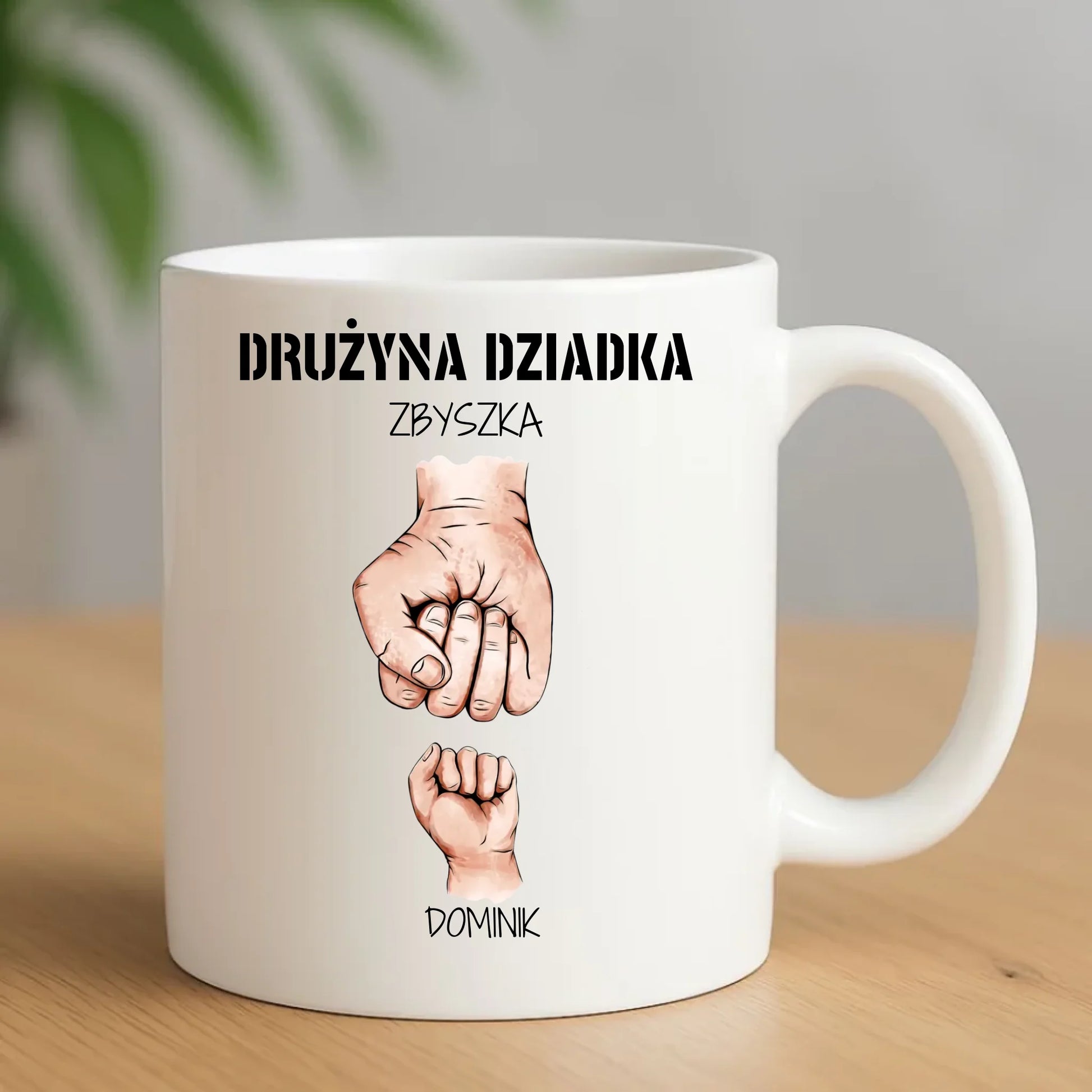 Kubek dla dziadka - Drużyna dziadka 1-6 imion wnuków - personalizowany D07 - StoryCups.pl