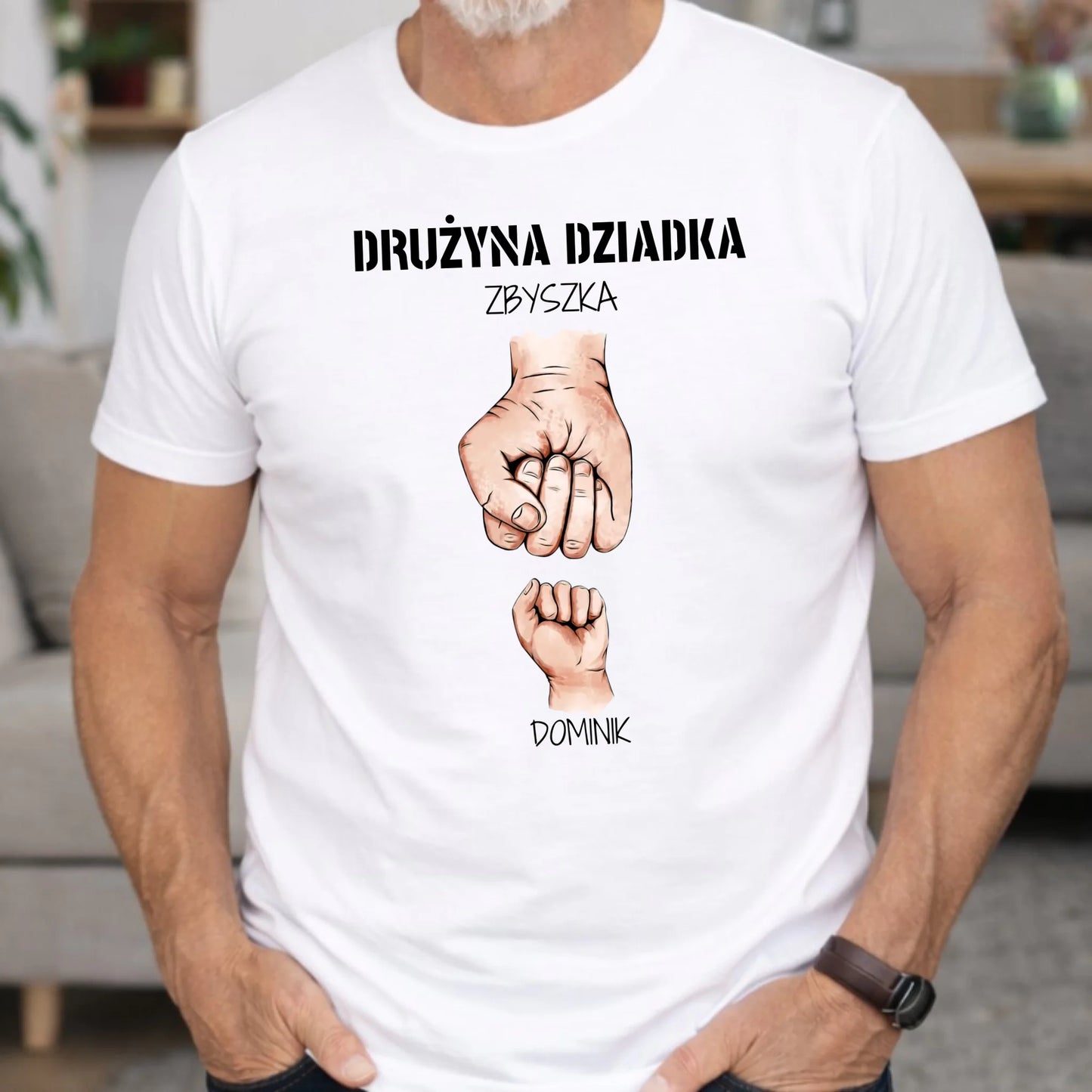 Koszulka dla dziadka - Drużyna dziadka 1-6 imion wnuków - personalizowana D07 - StoryCups.pl