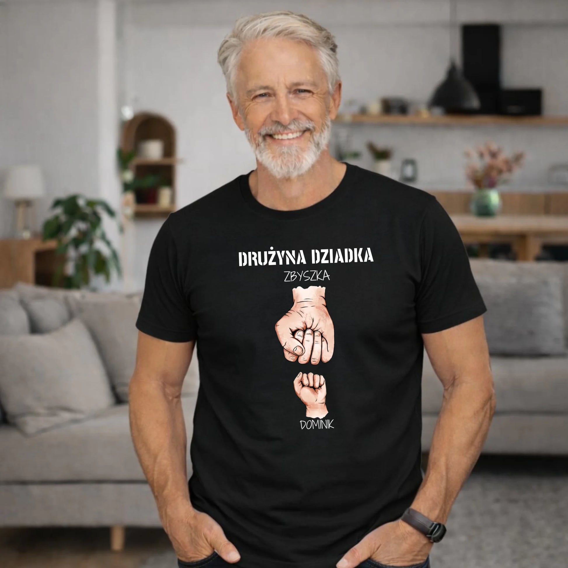 Koszulka dla dziadka - Drużyna dziadka 1-6 imion wnuków - personalizowana D07 - StoryCups.pl