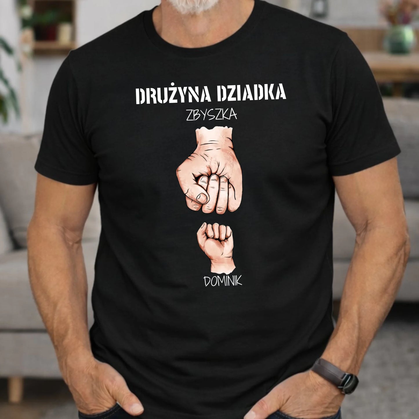 Koszulka dla dziadka - Drużyna dziadka 1-6 imion wnuków - personalizowana D07 - StoryCups.pl