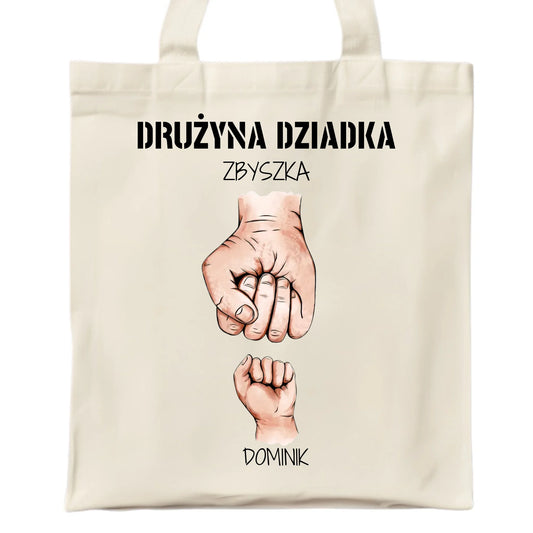 Torba dla dziadka - Drużyna dziadka 1-6 imion wnuków - personalizowana D07 - StoryCups.pl