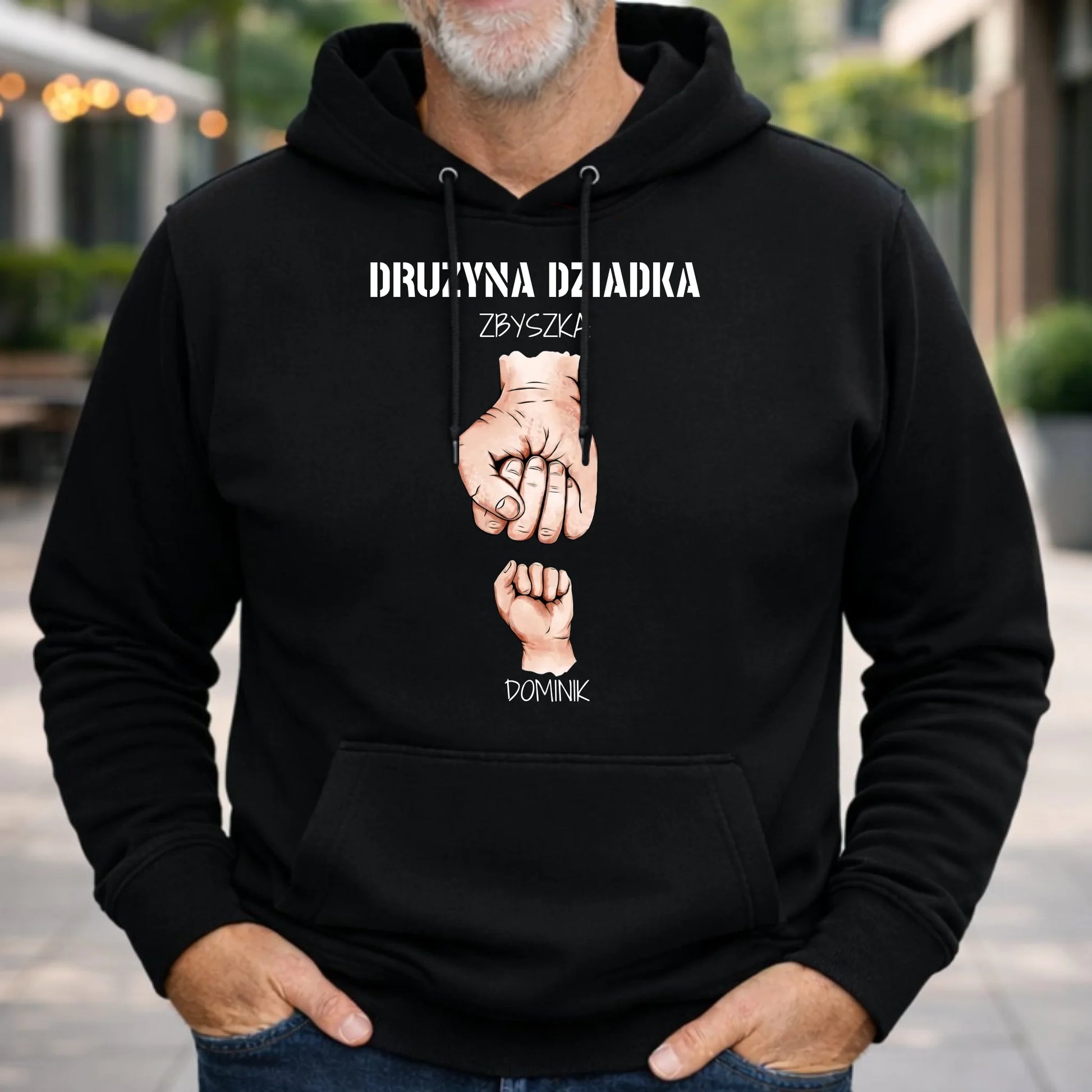 Bluza z kapturem dla dziadka - Drużyna dziadka 1-6 imion wnuków - personalizowana D07 - StoryCups.pl