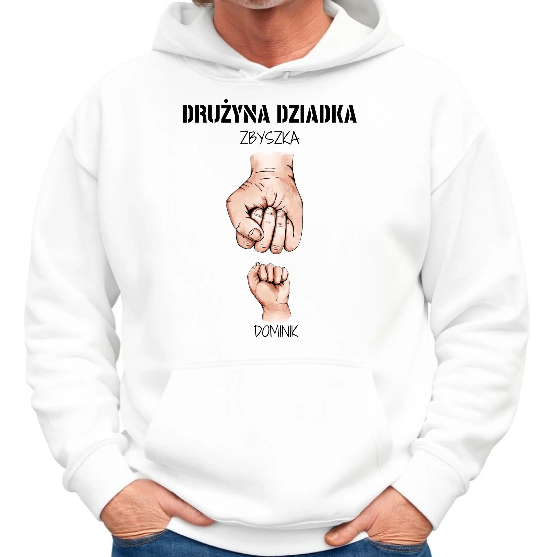 Bluza z kapturem dla dziadka - Drużyna dziadka 1-6 imion wnuków - personalizowana D07 - StoryCups.pl