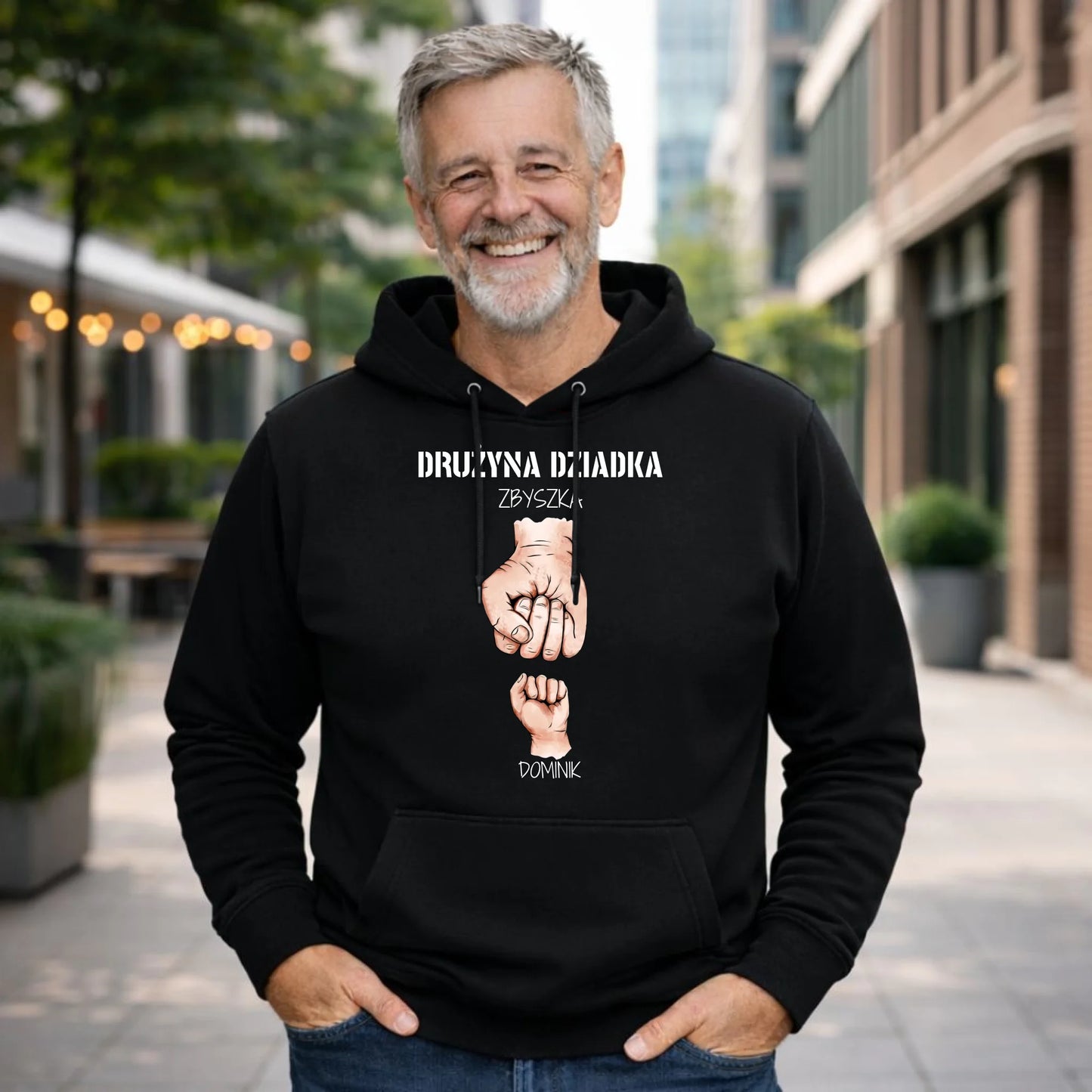 Bluza z kapturem dla dziadka - Drużyna dziadka 1-6 imion wnuków - personalizowana D07 - StoryCups.pl