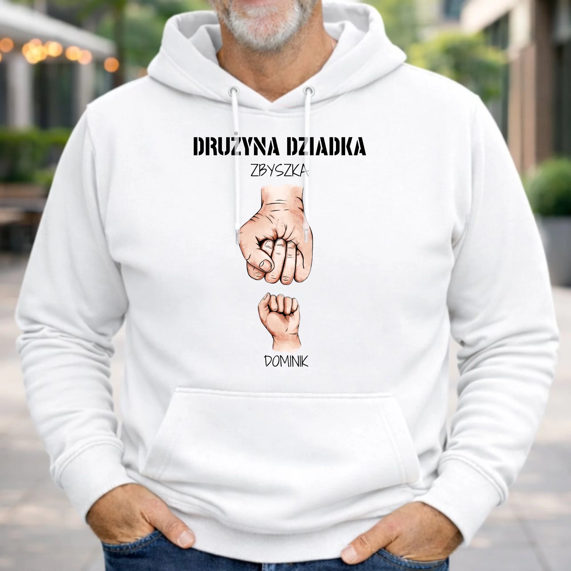 Bluza z kapturem dla dziadka - Drużyna dziadka 1-6 imion wnuków - personalizowana D07 - StoryCups.pl